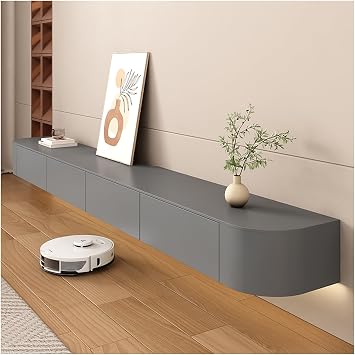 Floating TV Cabinet Wall Mounted TV Shelf Standing or Hanging TV Lowboard Entertainment Centre Media Console for the Living Room Grey 240 x 24 x 20 cm