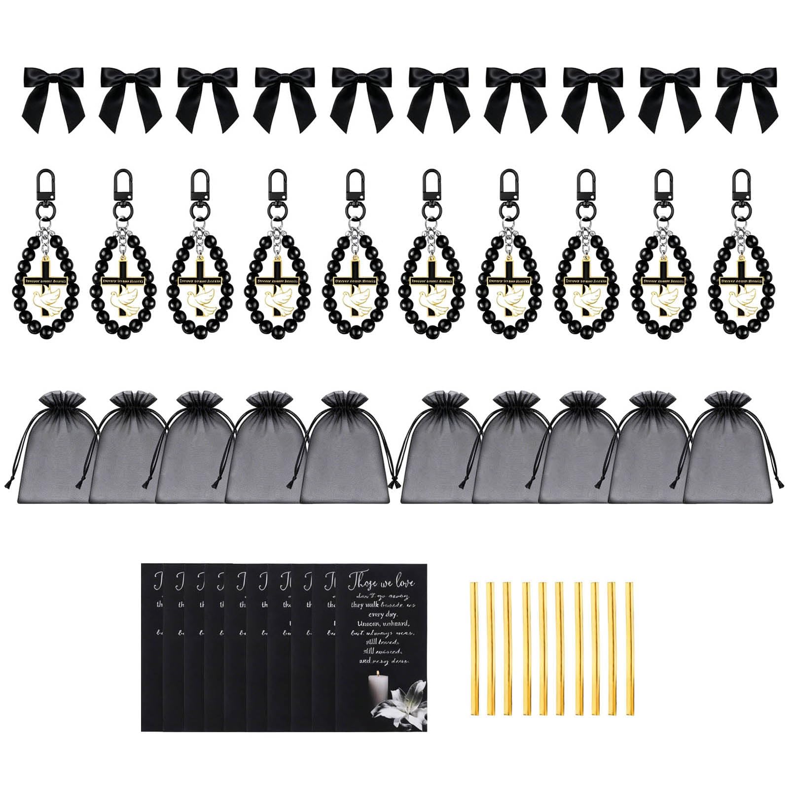 Buxuaaaa Multicolor 10Pcs Elegant Beaded Crosses Rings Ideal For Wedding Baptisms And Birthday Party Giveaways Keychains Enchantments Crosses Keychain Set