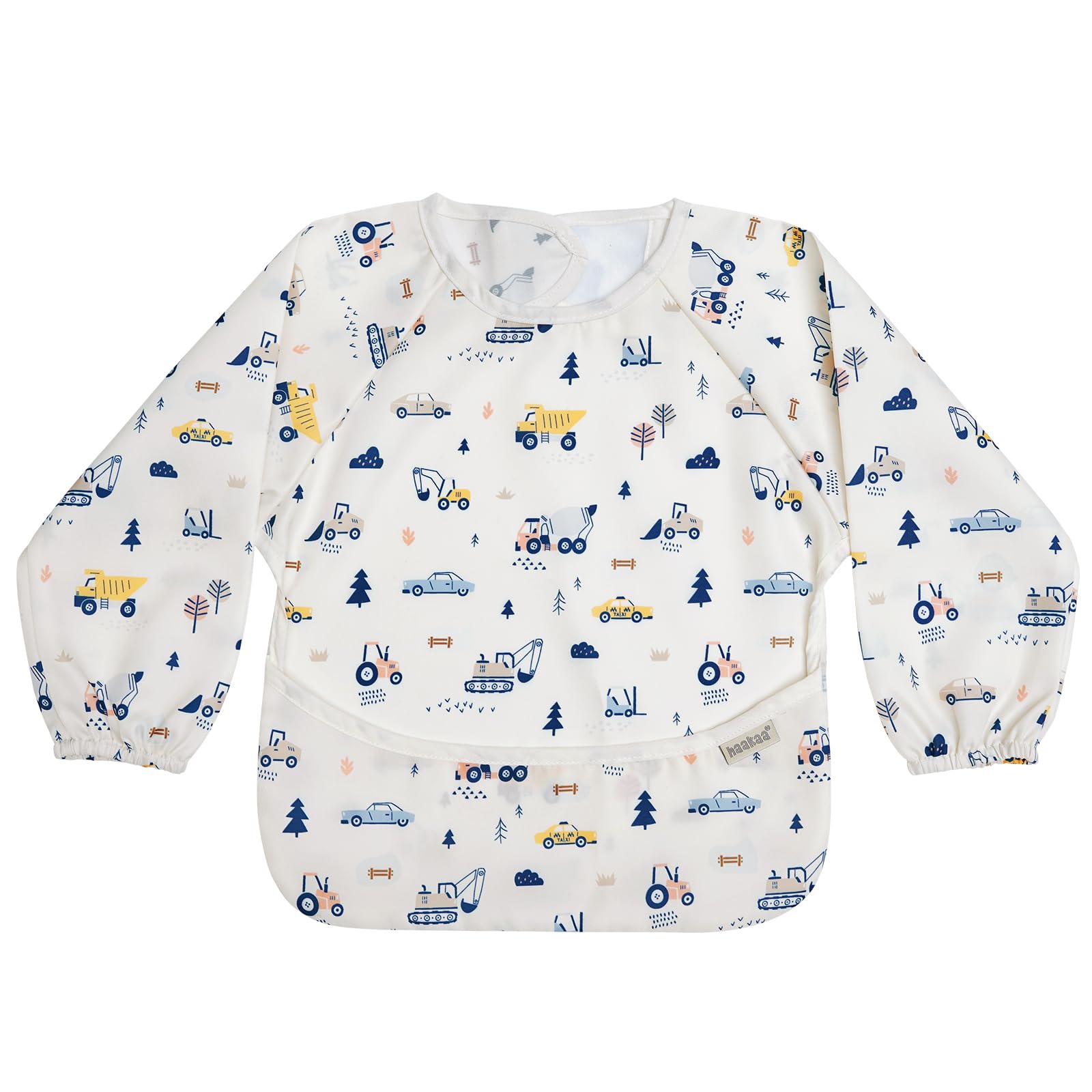 haakaa Waterproof Long Sleeve Baby Bib, Mess-Free Smock Bib with Deep Pocket for BLW Feeding Painting & Play