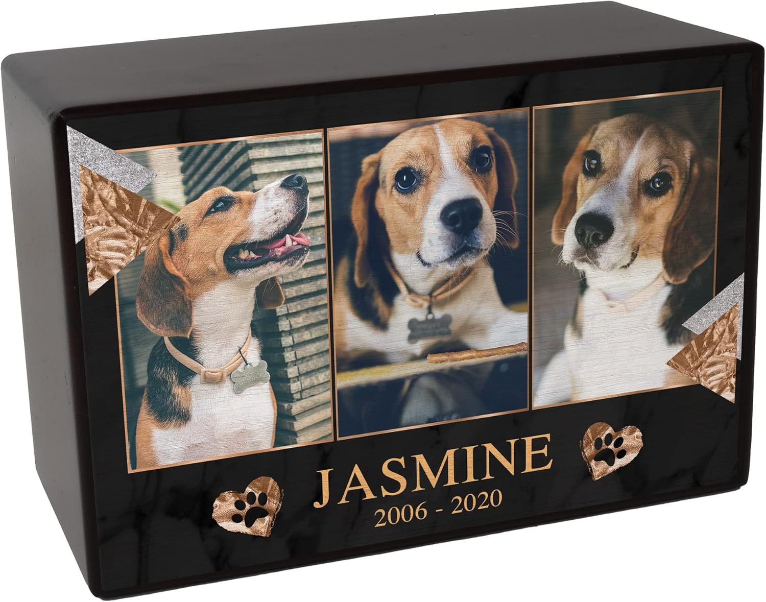 Custom Pet Keepsake Urns for Dogs, Wooden Box for Pet Ashes with Photo for Your Beloved Pets, Pet Cremation Urns as Sympathy Gifts for Pet Lovers - Small, 6" x 4" x 2.75" (Design 1)