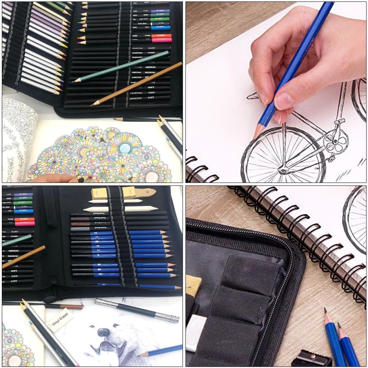 72stücke Buntstifte Skizzen Bleistift Kit Kohlestifte Zeichenbedarf Malen Kritzeln Für Zuhause Schule Büro in Tasche Enthalten
