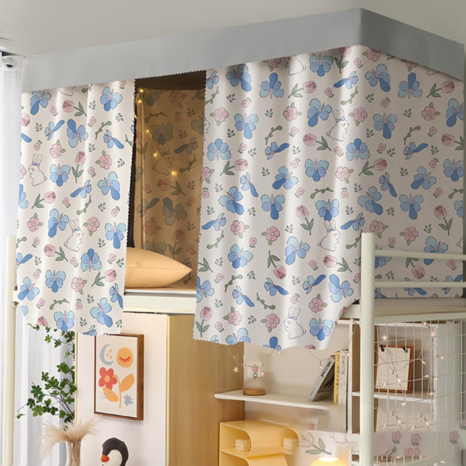 LVYUDS Bunk Bed Curtains for Teenagers Students Loft Bed Curtains Blackout Privacy Protection Bunk Bed Tent Breathable Dust-Proof(Curtain*1,1.2M_FLOWER A)