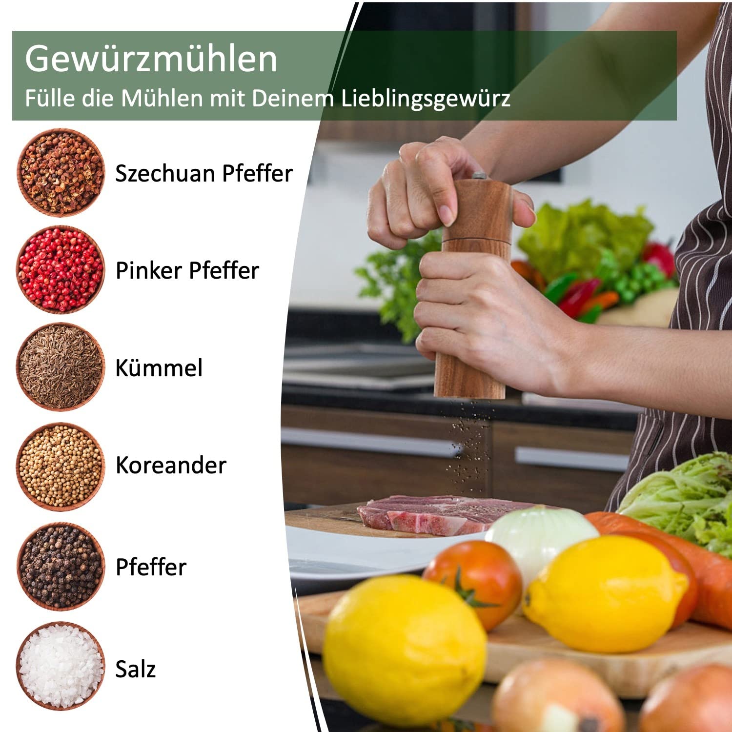 Salz- Und Pfeffermühle Aus Akazienholz – Buxtehude Kollektion „Igel“, Mit Keramikmahlwerk, 15 Cm Hoch