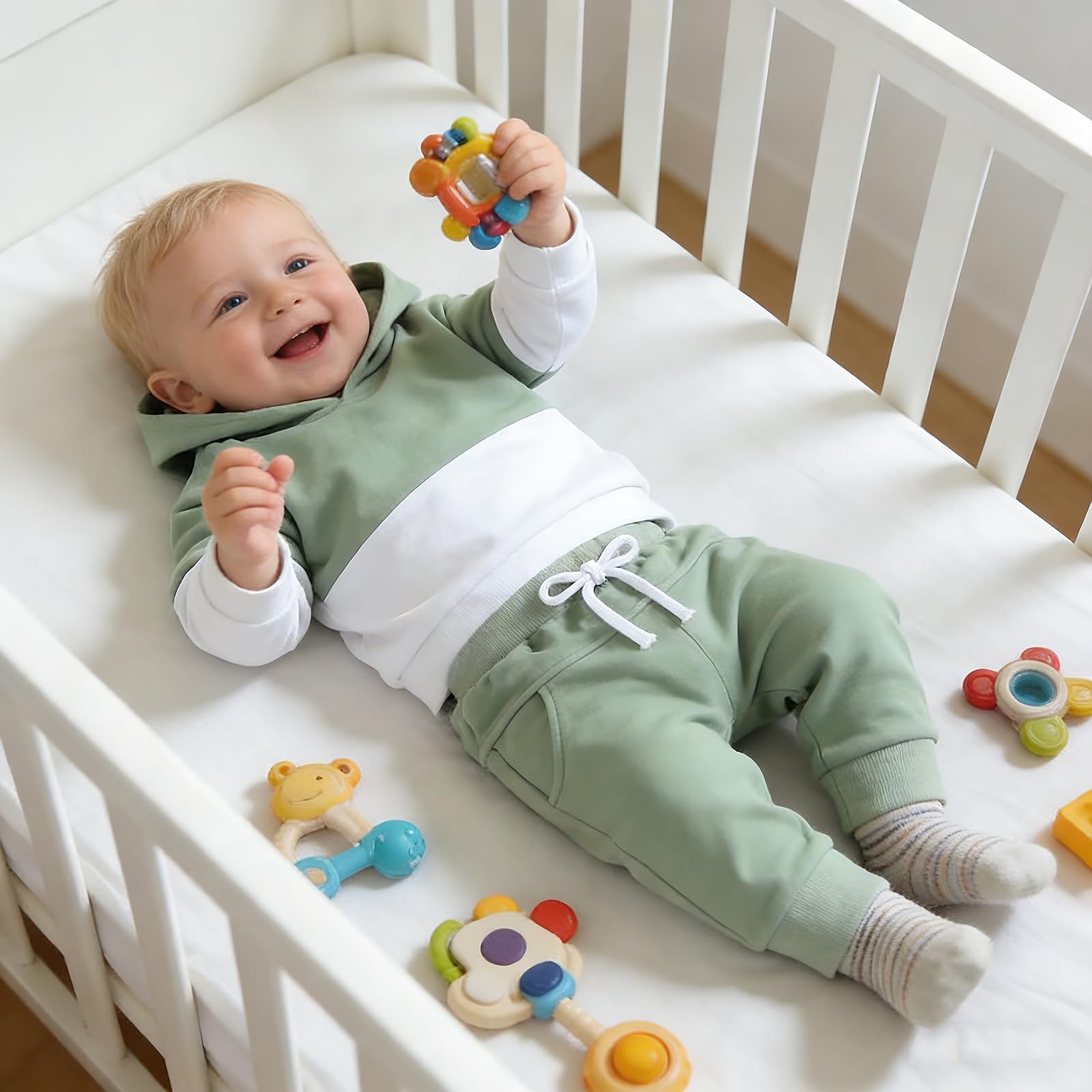 JiAmy Baby Jungen Kleidung Langarm Hoodie + Hose Zweiteiler Neugeborene Herbst Winter Sweatshirt Babykleidung Set für 3 Monate-3 Jahre