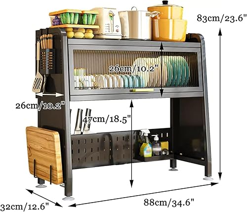 Miniatura 4 de HEIMP Estante de drenaje organizador de almacenamiento con tapa, escurridor de platos sobre el fregadero, escurridor de fregadero para suministros