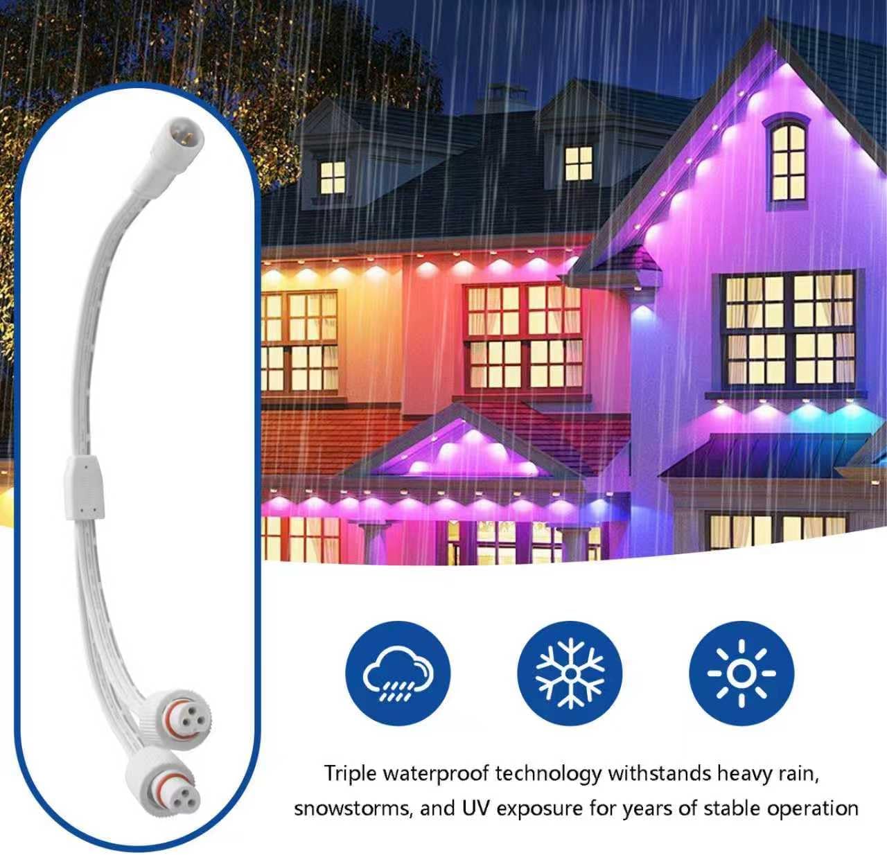 Y-Splitter for Govee Permanent Outdoor Lights 2/Pro, Deck Lights, Y-Shaped Extension Cable (1 Male to 2 Female) Compatible with Govee H705D H705E H705F, H805A H805B H805C - Image 5