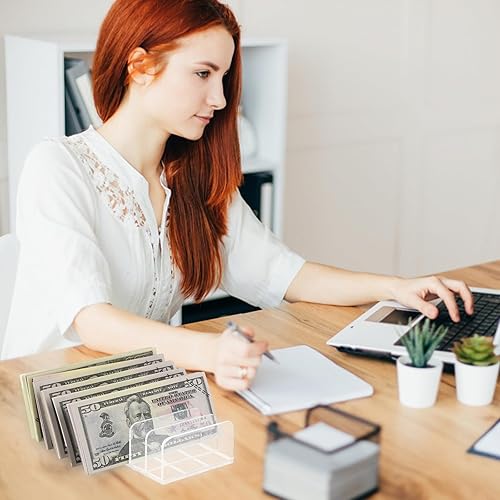 Miniatura 6 de Paquete de 2 bandejas acrílicas para dinero, bandeja de presupuesto de 7 secciones, organizador de dinero acrílico, organizador de dinero