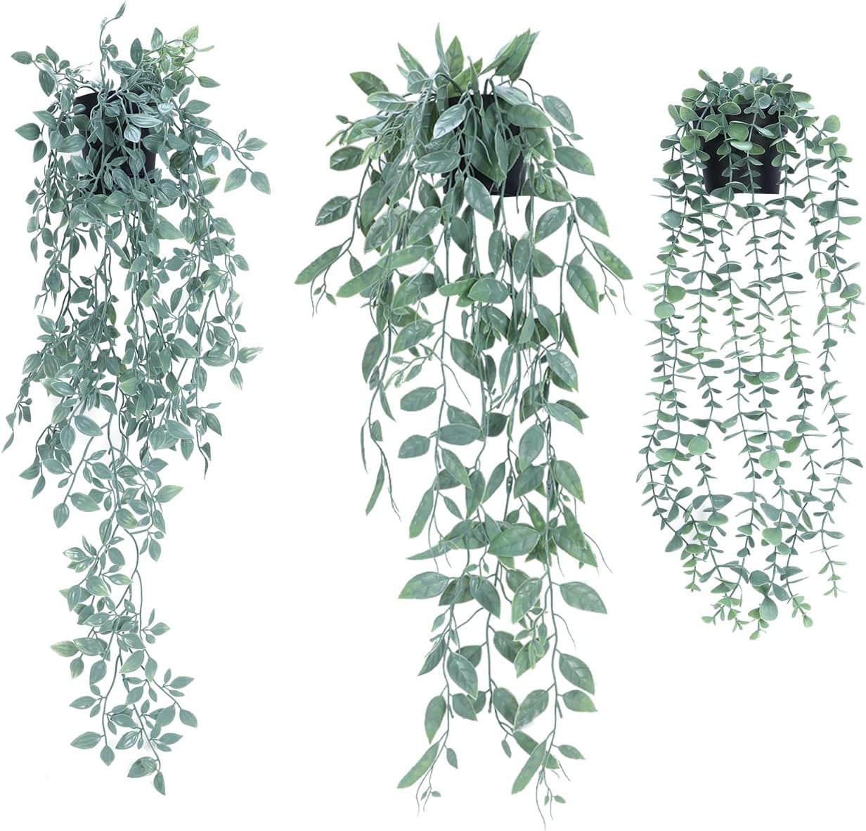 Sangping Artificial Hanging Plants,3 Pack Fake Plants in Pot,Faux