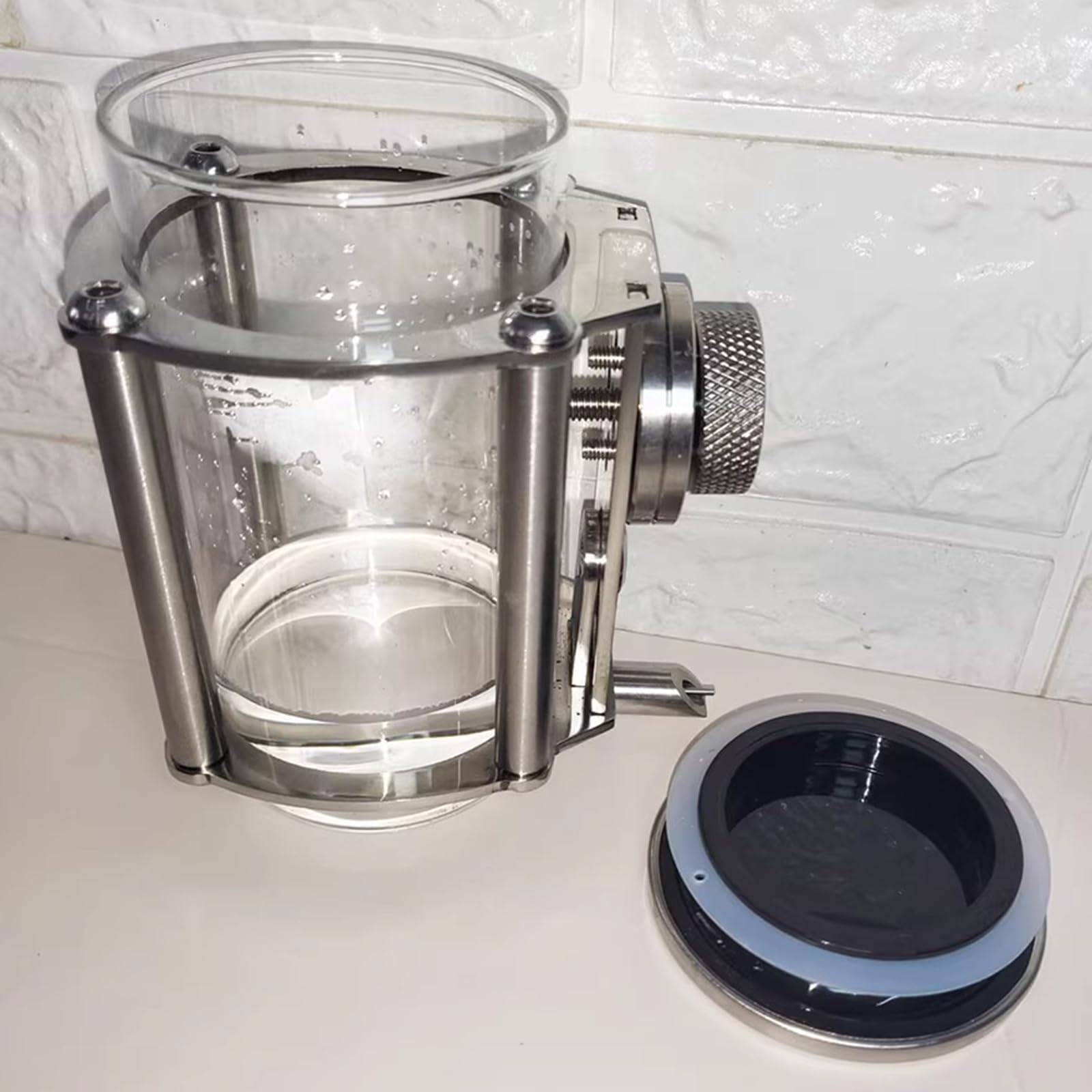 Robuste Glas-Wasserflasche für Haustiere, mit Edelstahl, kein Tropfspender, 350 ml Trinkflasche für Papageien, Vögel, Kaninchen und Nagetiere