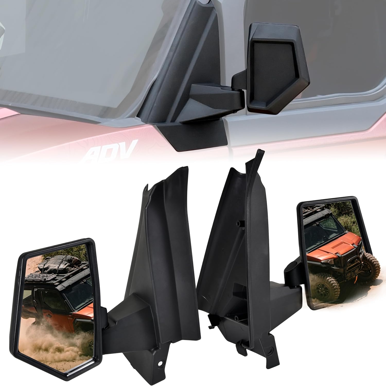 SAUTVS Side Mirrors for Polaris XPEDITION XP/XP 5/ ADV/ADV 5 2024+ Accessories, Premium Adjustable Folding Side Mirrors with Guard Plate Mounted on A-pillar, Replace #2884491