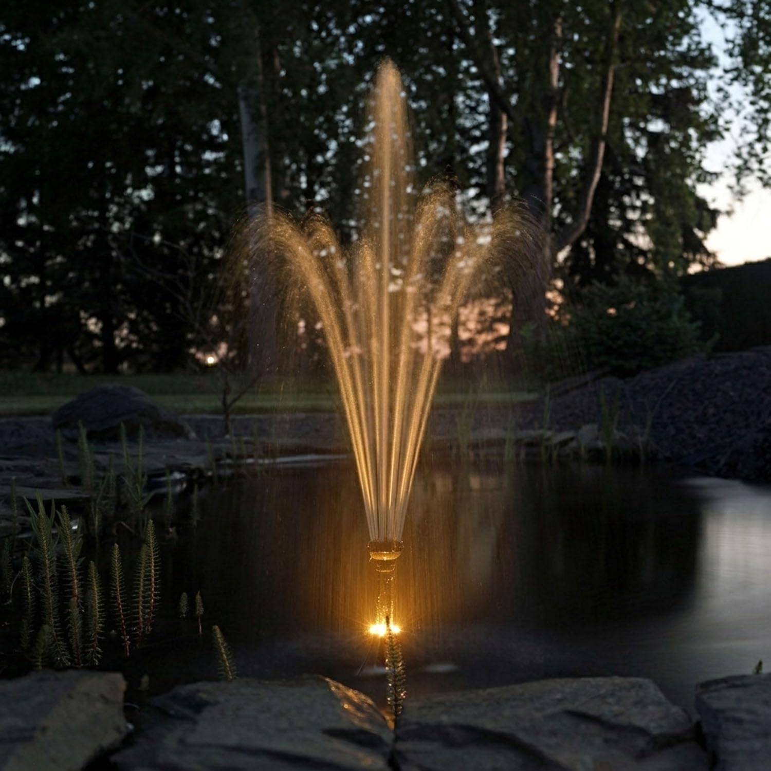 CLGarden NASP5 Solar Teichpumpe mit Akku 1100 l/h Springbrunnenpumpe mit 22W Solarpanel, LED & Timer für Gartenteich, Wasserspiel & Bachlauf