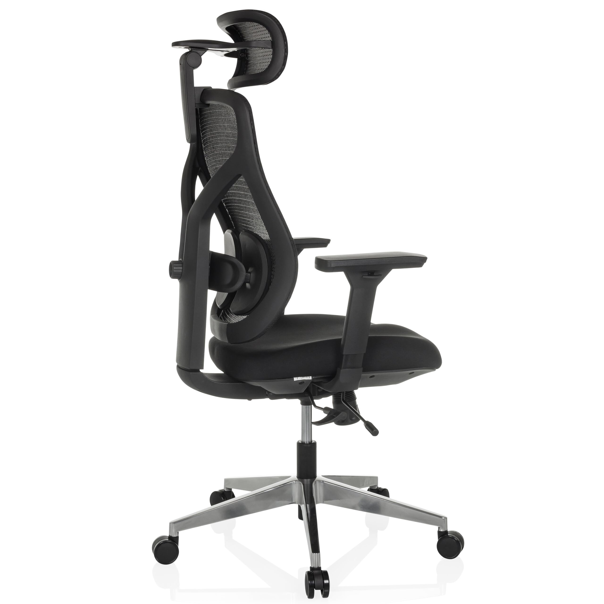 hjh OFFICE Bürostuhl ergonomisch CASSILIS B Netz Drehstuhl, Verstellbare Rückenlehne mit Lendenstütze, Körpergröße bis 220 cm, Schwarz