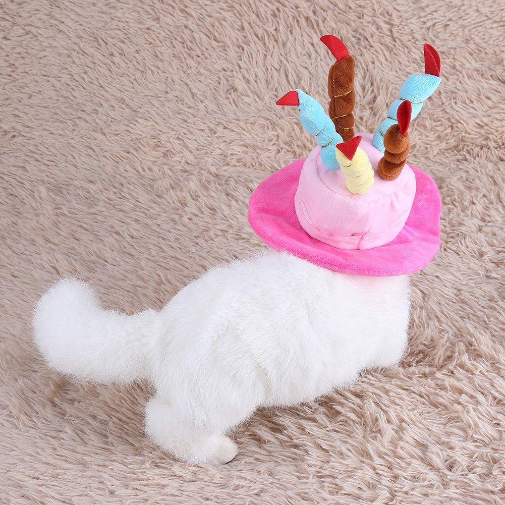 Happy Torta Cappello Per Cane Gatto Da Compleanno Pet Costume Da Compagnia Cappello Da Compagnia Per Animale Domestici Funny Dress Up Party Pet(rosa)