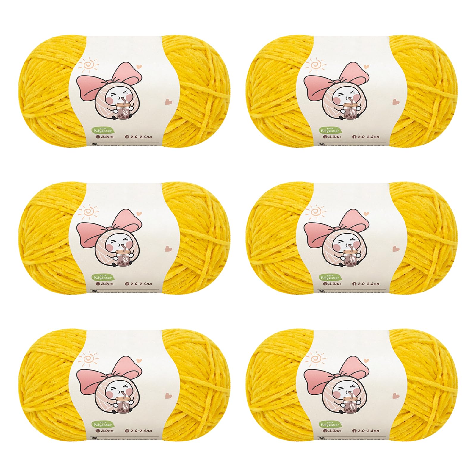 Aeelike Chenille Wolle Set, 300g Superweichem Chenille-wolle zum Häkeln, Warme Häkelgarn Feines, Flauschige Chenille Babywolle Set, Häkelgarn zum Stricken für Anfänger, Gelb