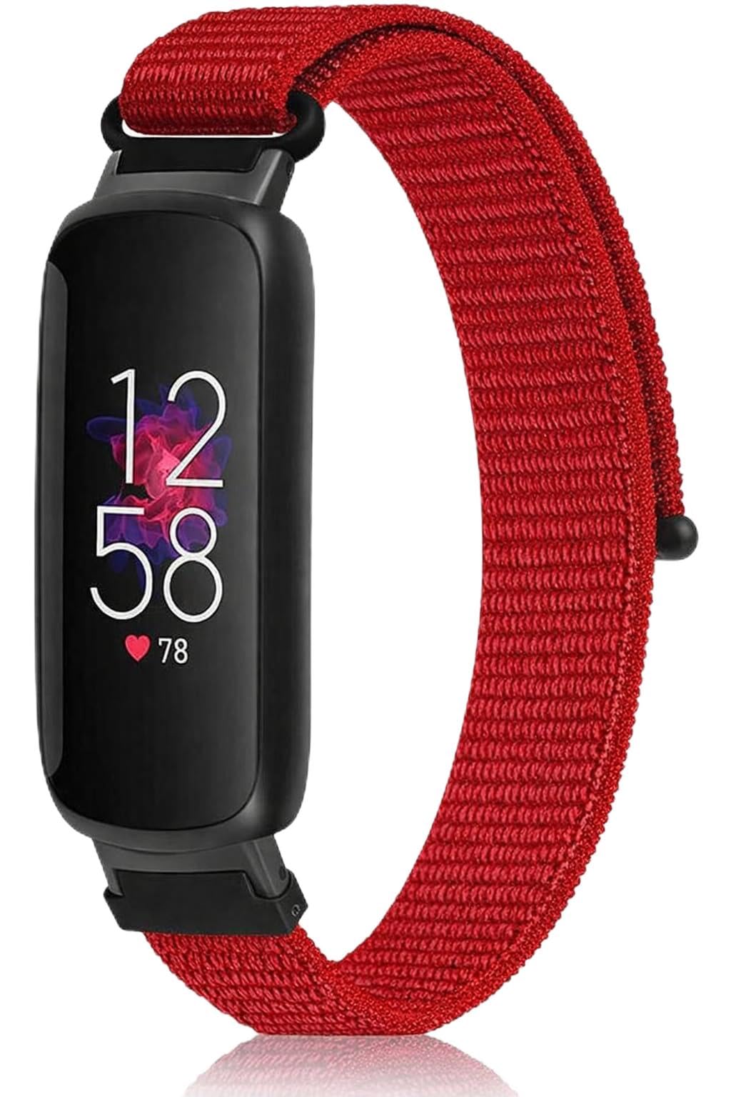 Panda Bobo Nylon Sport Loop Band compatible with Fitbit Inspire 3, Inspire 2, Ace 3, Ace 2, Soft Breathable Stretchy Replacement Wristband (Red)