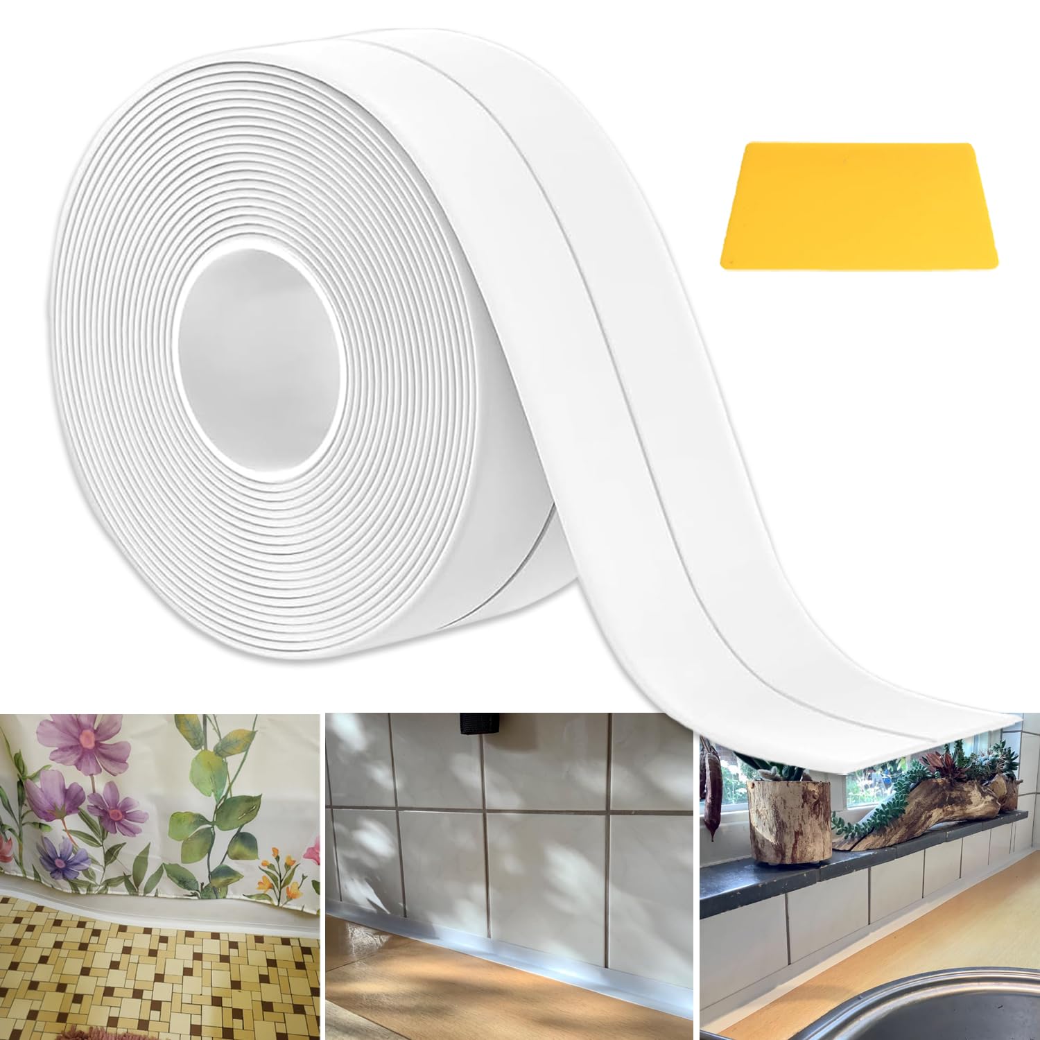 Weichsockelleiste Selbstklebend Weiß 2x2cm 6M Sockelleiste Selbstklebende PVC Weichsockelleiste Flexibel Fussleisten Selbstklebend Flexible Knickleiste für Küche Bad Badezimmer