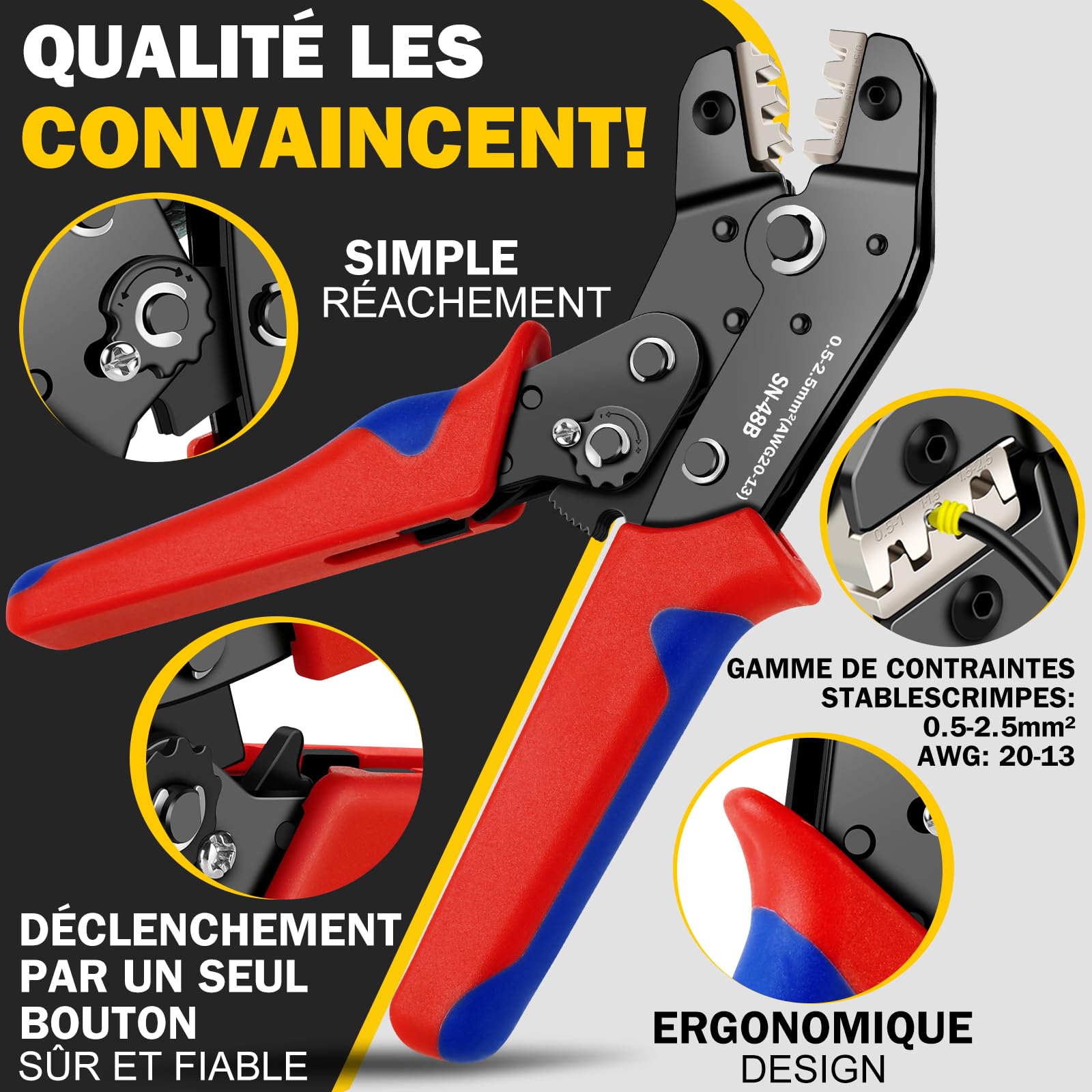 moveland Connecteur Automobile 808PCS - Connecteur Électrique Automobile Rapide 1/2/3/4/5/6 Pôles avec Pince à Sertir - Compatible Voiture, Camion, Moto (Diamètre de Câble: 1,5 mm², 300 V, 12 A)