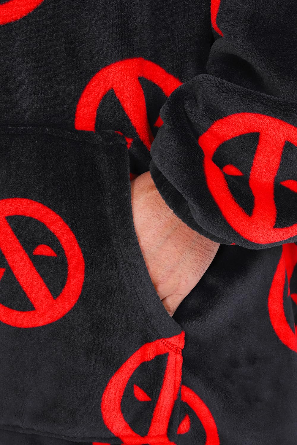 Marvel Deadpool - Sudadera con capucha para hombre, forro polar de gran tamaño, color negro, Negro, Talla única