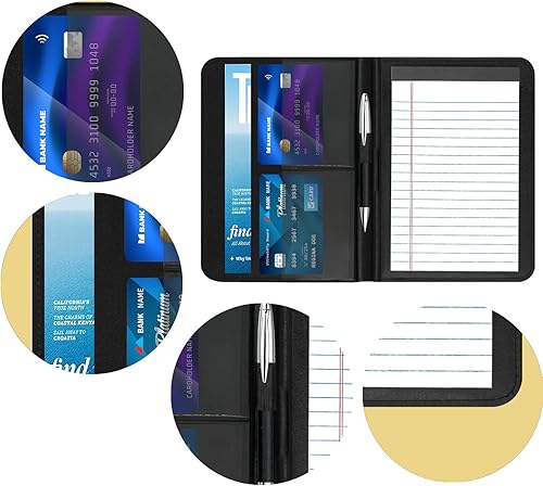 Miniatura 5 de Gorbado Carpeta A5 Padfolio Business Portafolio, organizador de carpetas de documentos de tamaño junior, Padfolio con bolsillo interior y bucle para