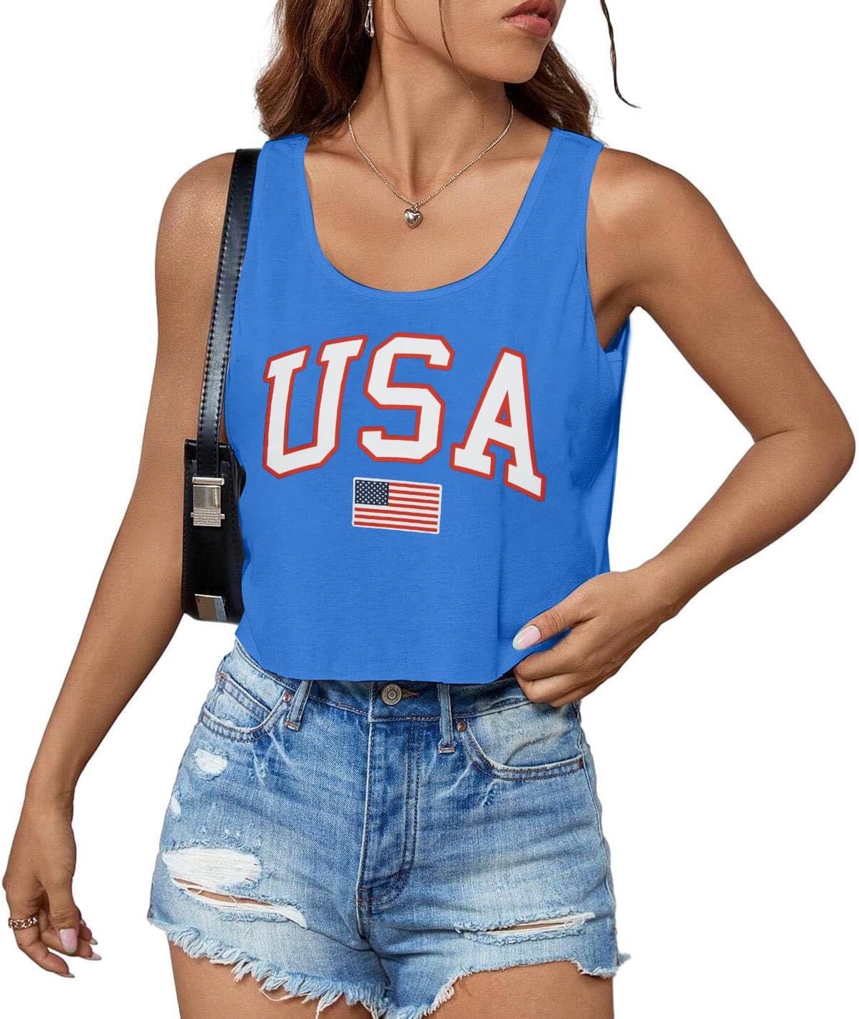 MNLYBABY 4th of July Crop Tank Tops Women 250 Anniversary USA Shirt American Patriotic USA Sleeveless Shirts - Image 2