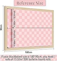 Vista 4 de Rollo de tablón de anuncios de color rosa a cuadros, color rosa pastel, reutilizable, impermeable, borrable, de tela no tejida, tablón de anuncios