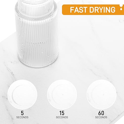 Miniatura 3 de Tapete de secado de platos de piedra para encimera de cocina, tapete de piedra de tierra de diatomeas de secado rápido, almohadilla de secado de