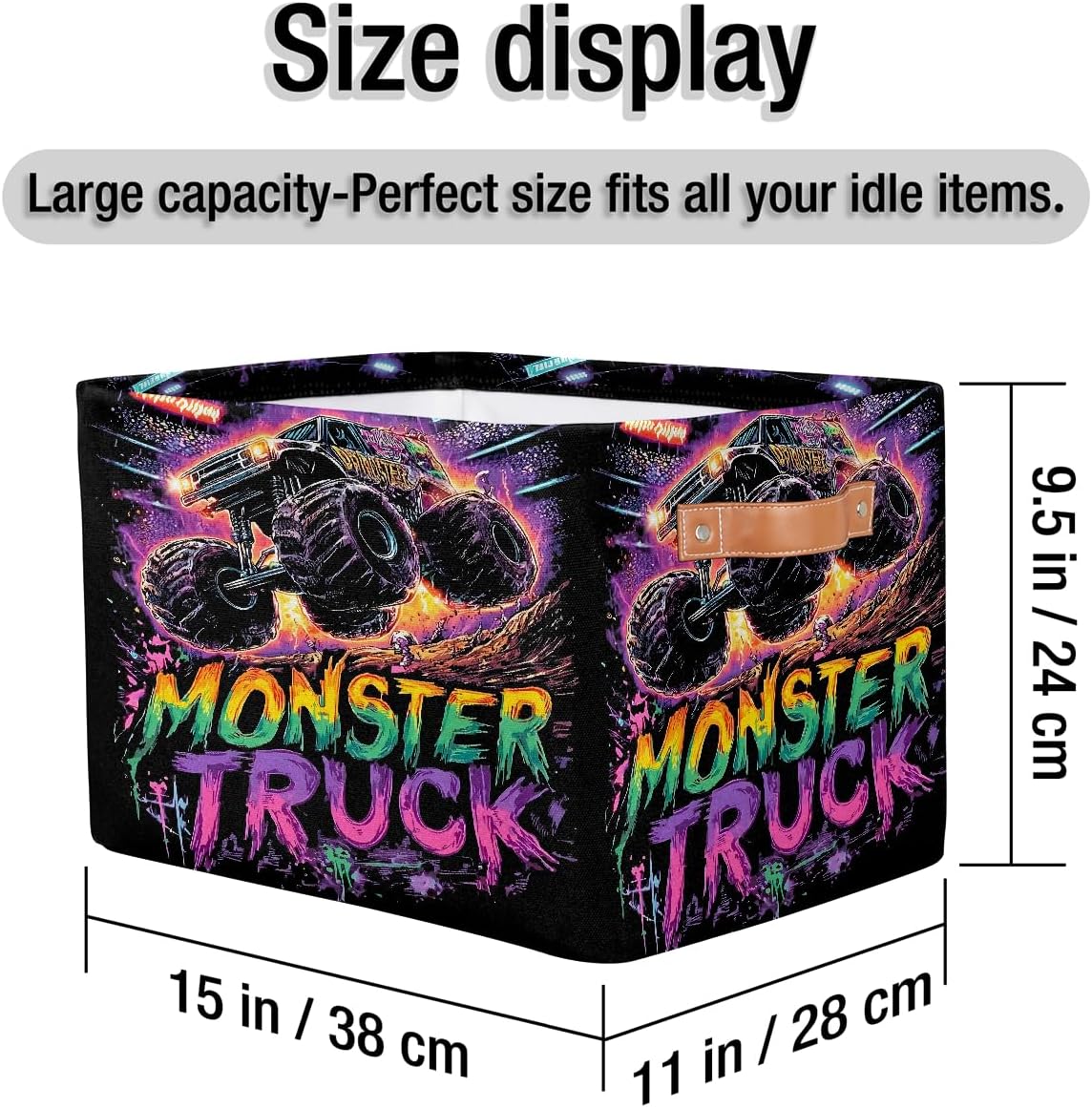 Small Storage Basket With Handles Kids Toy Cool Abstract Truck Storage Bins Collapsible Fabric Cube Storage Organizer Hamper for Nursery Living Room Bedroom Shelves Clothes Toy Box Gifts