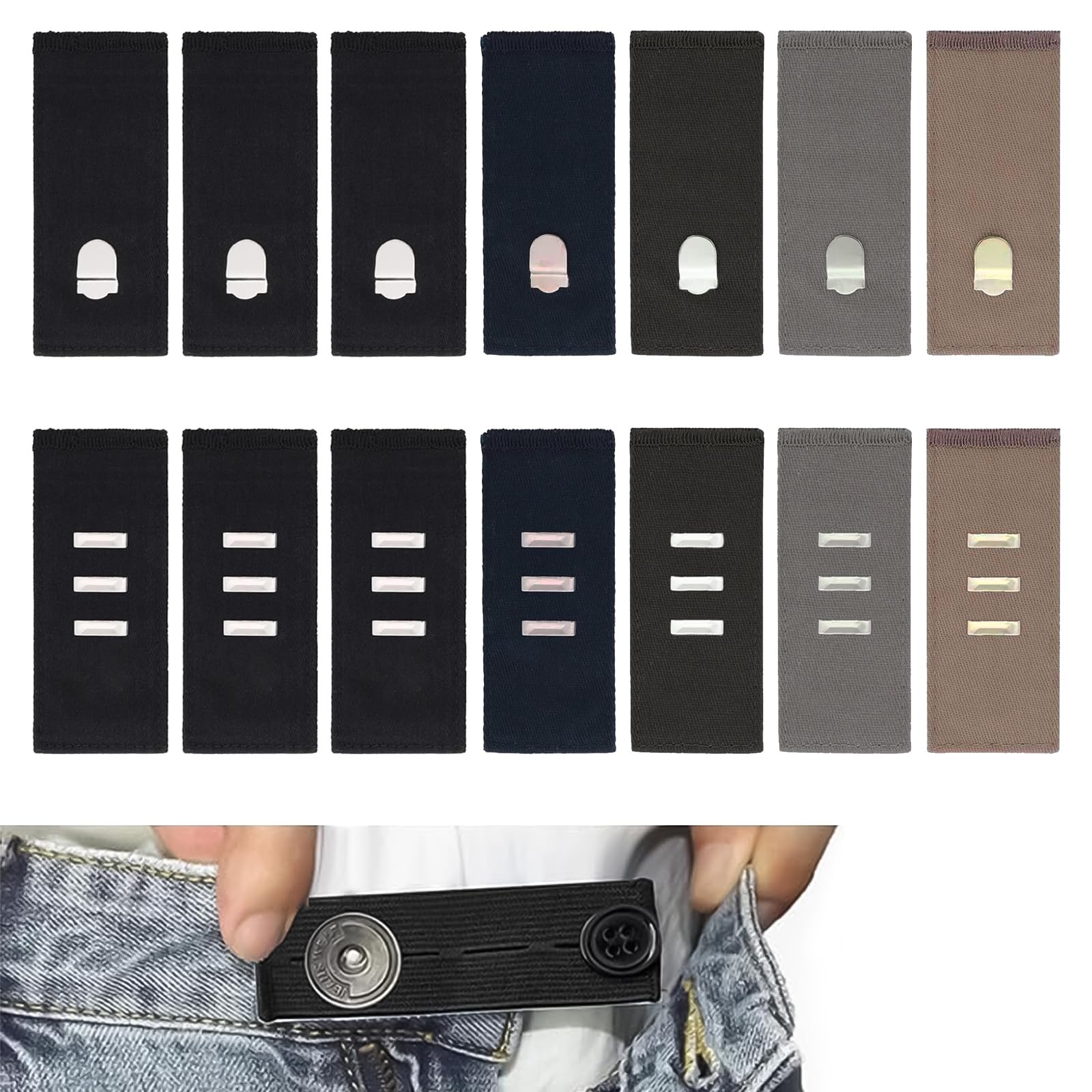 Nadiaen 7Pcs Waist Extender for Trousers,Trouser Extenders for Men,Waist Extenders for Women,Button Extender for Trousers Ideal for Adjusting the Waistline of Pants,Jeans and Skirts