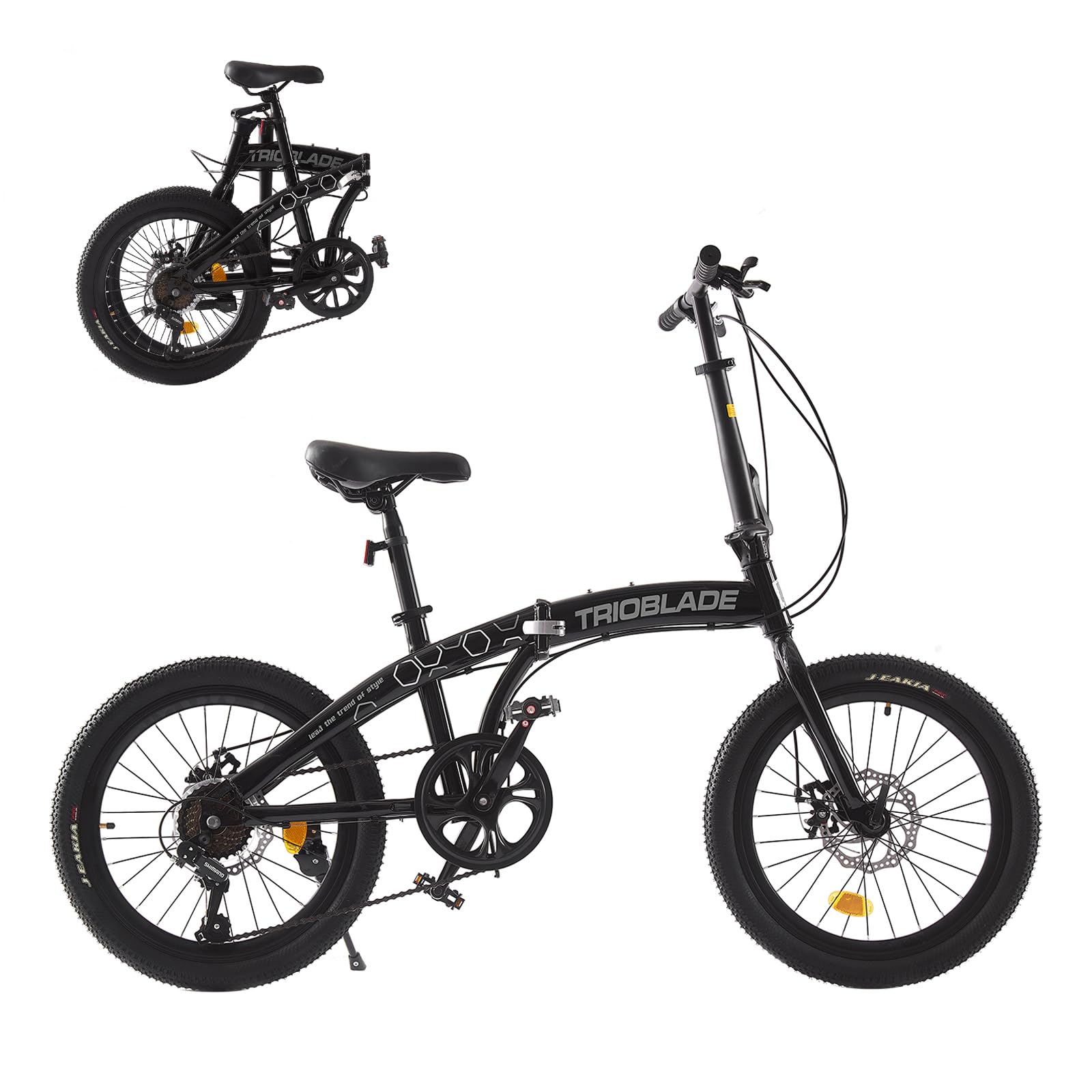 TRIOBLADE 20 Inch Folding Bike for Adult 7-Speed Shimano Drivetrain Folding Bicycle Lightweight Aluminium Frame Disc Brake Foldable Bikes for Women Men