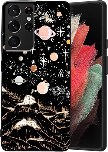 Funda compatible con Samsung Galaxy S21 Ultra, diseño de patrón estético espacial retro, protección de cuerpo completo a prueba de golpes para