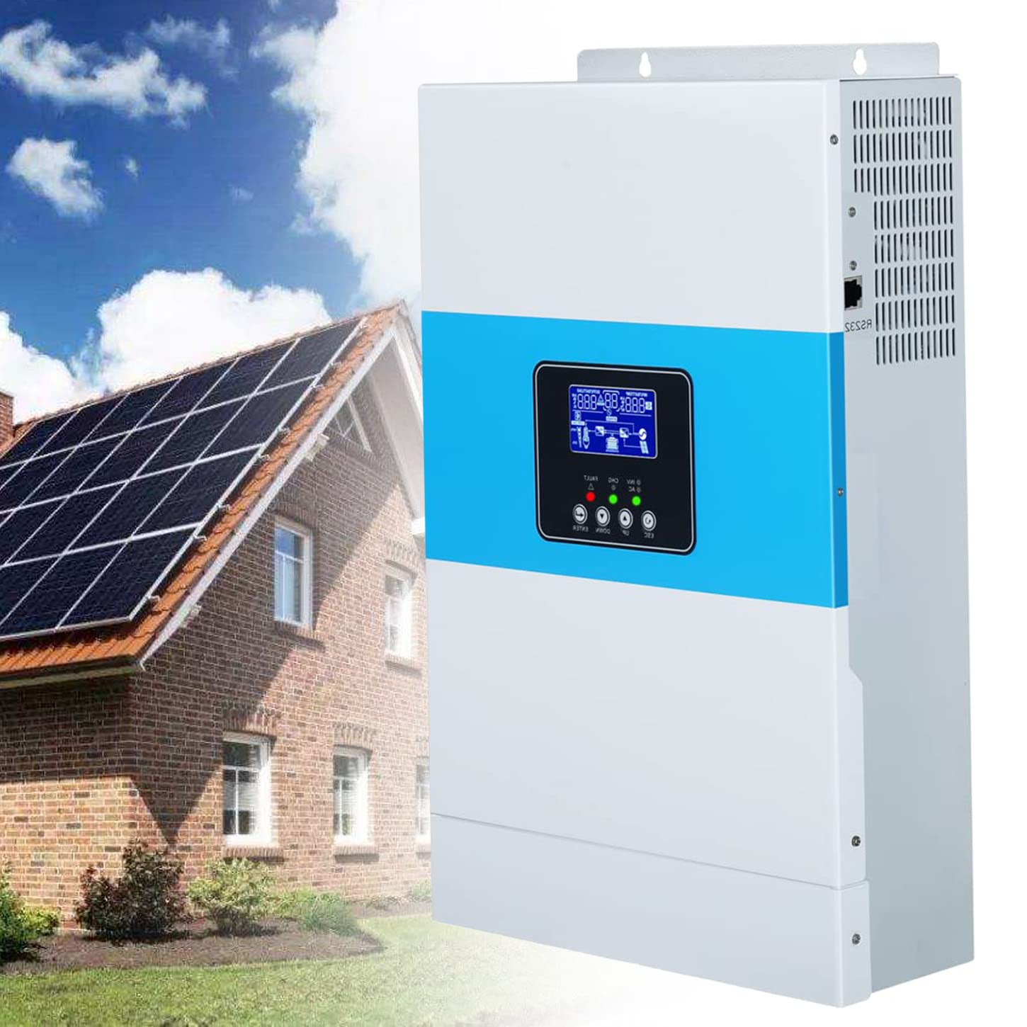Solar Wechselrichter, Off-Grid Wechselrichter mit WiFi Modul, Solar Generator, 5500W Reiner Sinus Hybrid Wechselrichter, Solar-Wechselrichter für das Heimsolarsystem MPPT 100A,TypeA-5.5KW-48V