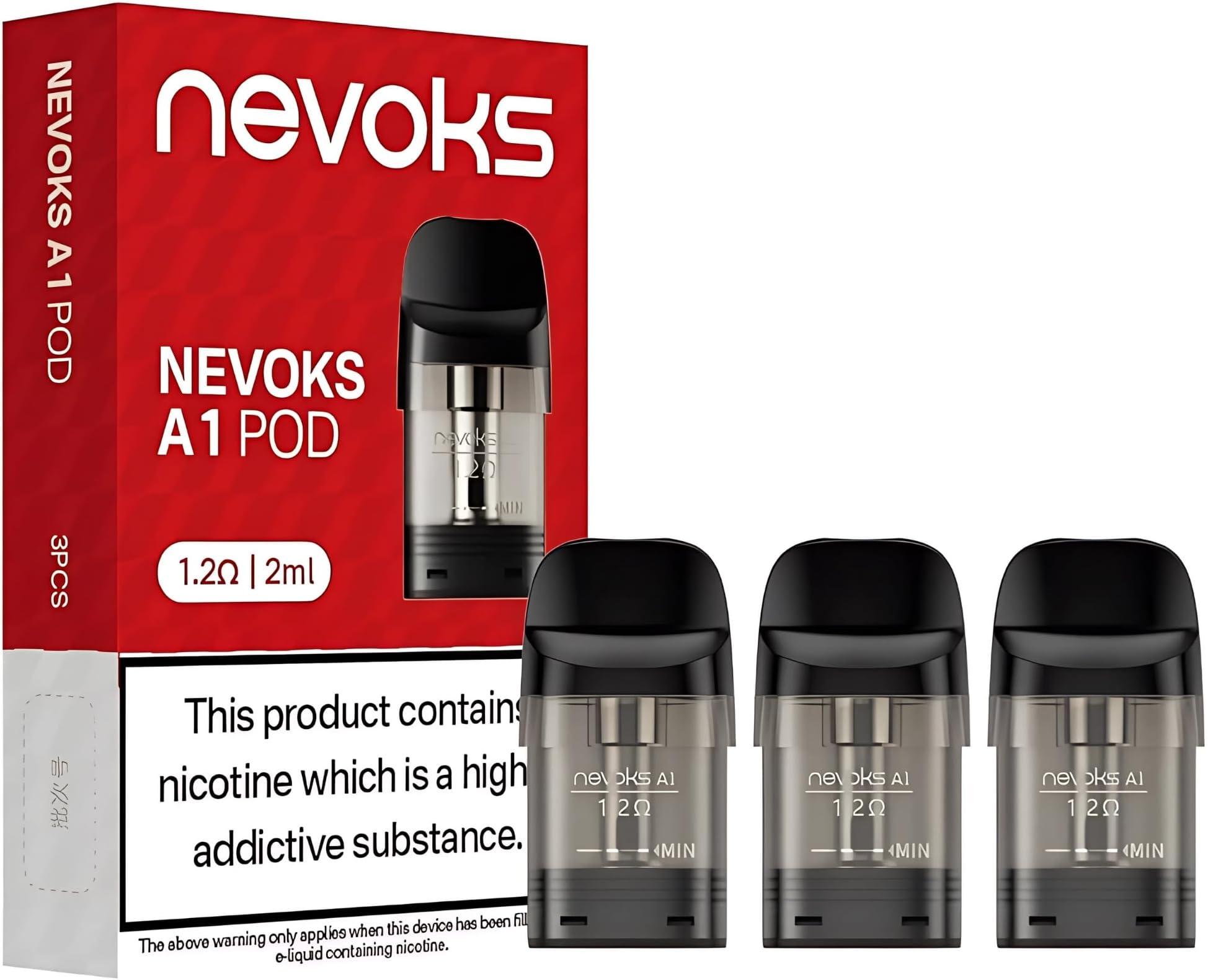 Nevoks Feelin A1 Pod [1.2 ohm] 3 Pack - COMPATIBLE WITH: Nevoks Feelin A1, Feelin AX, Feelin AR, Feelin AQ, Feelin AG, and Feelin A2 Kits - MTL Vaping, Top Fill, Mesh Coil - Nicotine Free