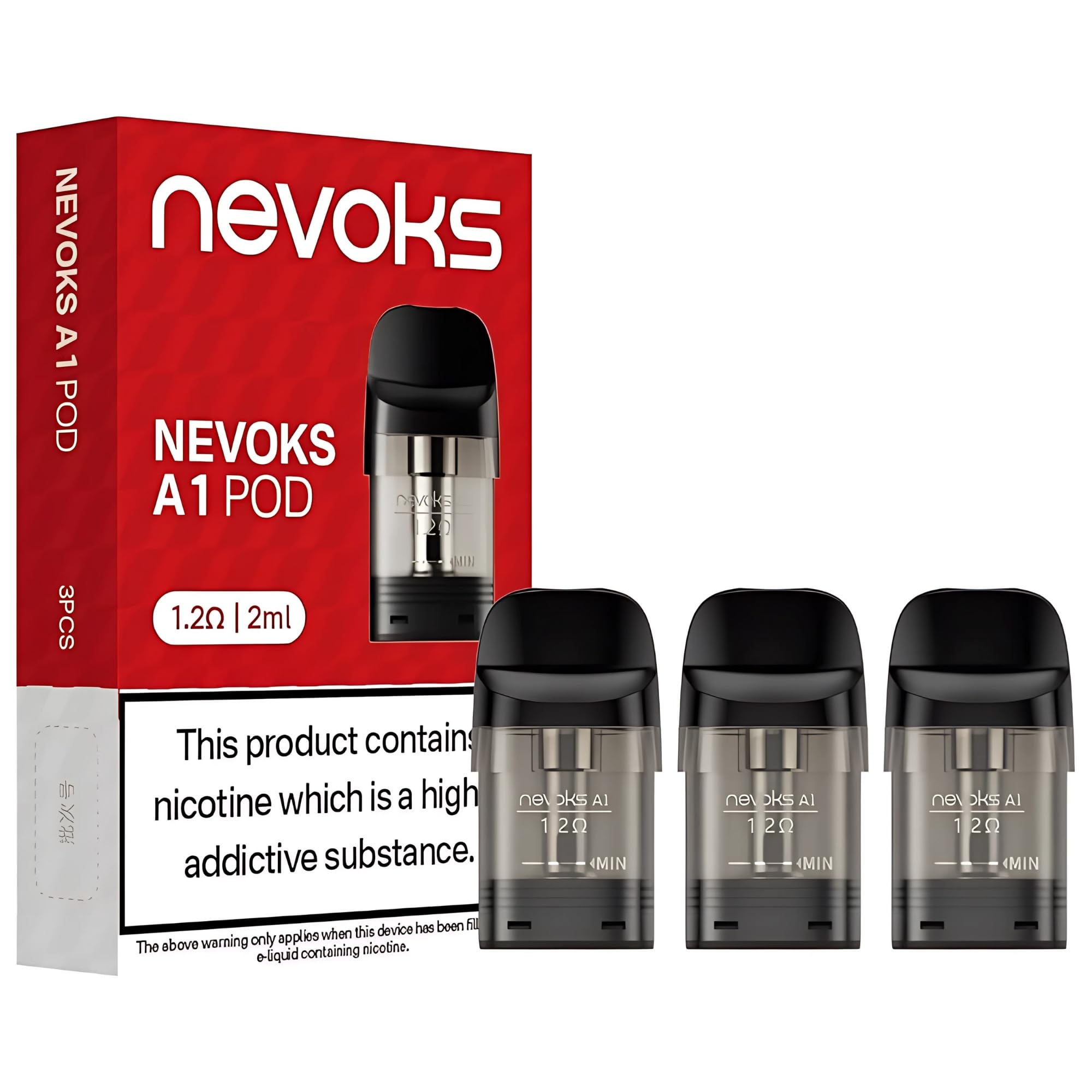 Nevoks Feelin A1 Pod [1.2 ohm] 3 Pack - COMPATIBLE WITH: Nevoks Feelin A1, Feelin AX, Feelin AR, Feelin AQ, Feelin AG, and Feelin A2 Kits - MTL Vaping, Top Fill, Mesh Coil - Nicotine Free