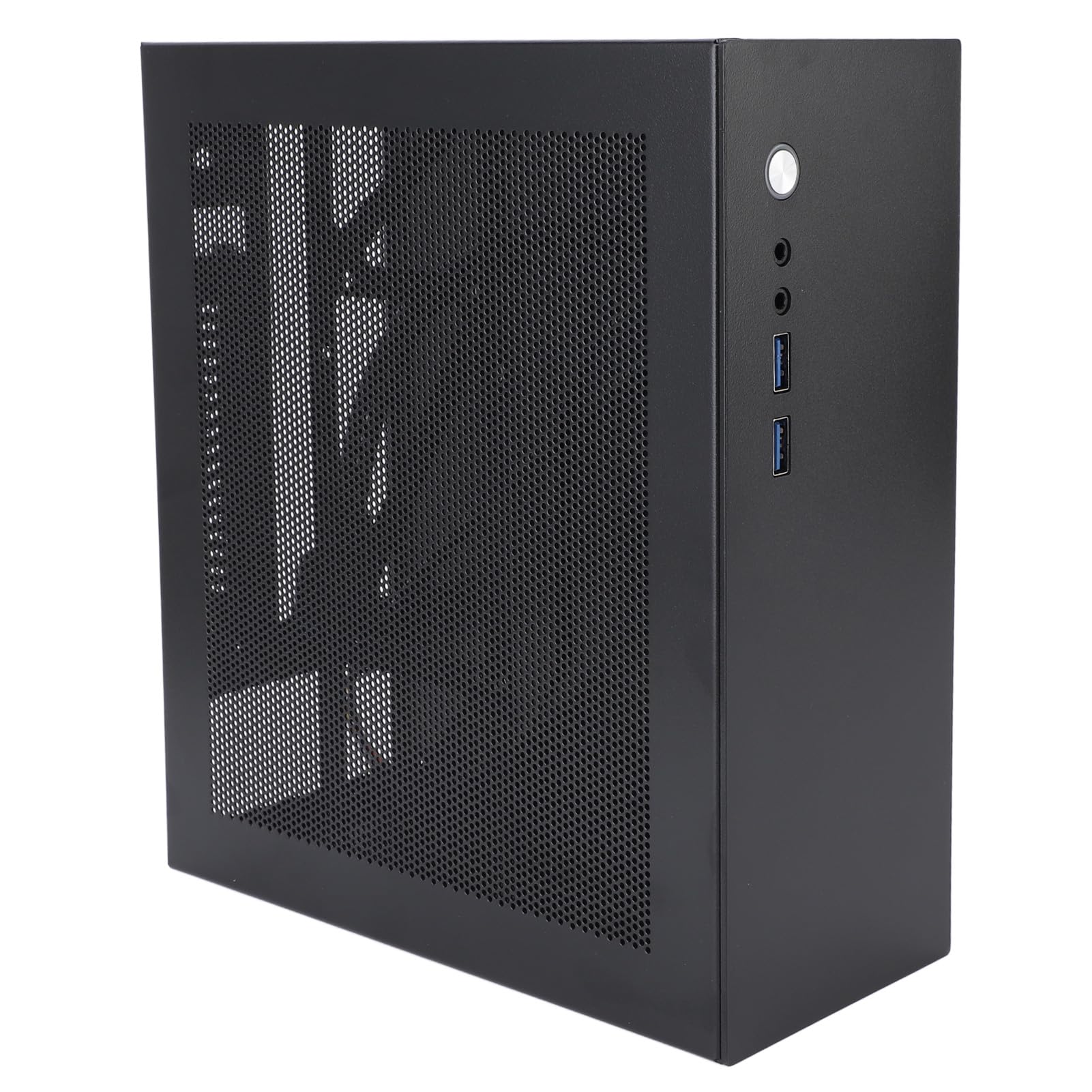 Alomejor Obudowa Komputera do Gier Mesh Punch Tower do Płyty Głównej ITX, Stal Walcowana na Zimno, Porty USB 3.0, Wnęki na Dyski SSD + HDD, 1 Gniazdo PCI, Zasilacz FLEX