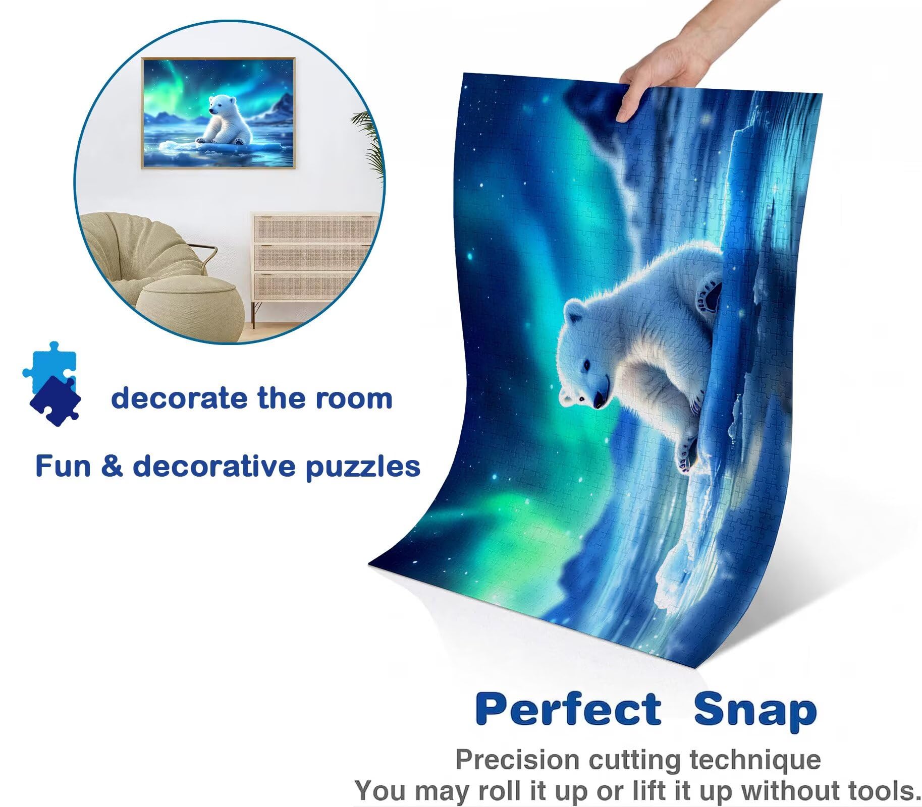 Puzzle 5000 elementów, drewniane puzzle dla dorosłych – Impossible Puzzle 156,5 x 105,5 cm niffy gra myśleniowa dla kobiet i mężczyzn, gra rodzinna, dekoracja domu, prezent dla kobiet, zorza polarna