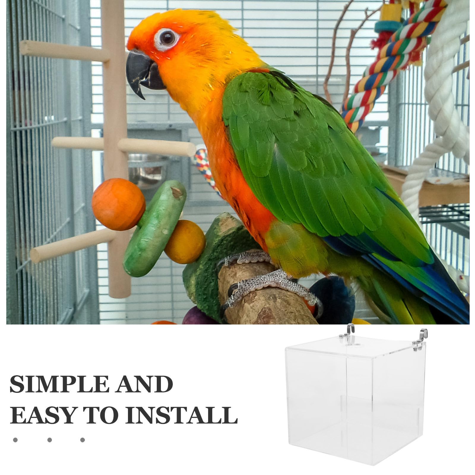 Praktisches Käfigzubehör Transparente Vogelbadewanne aus Acryl zur Hautbefeuchtung und Reinigung für Papageien und Vögel im Vogelkäfig