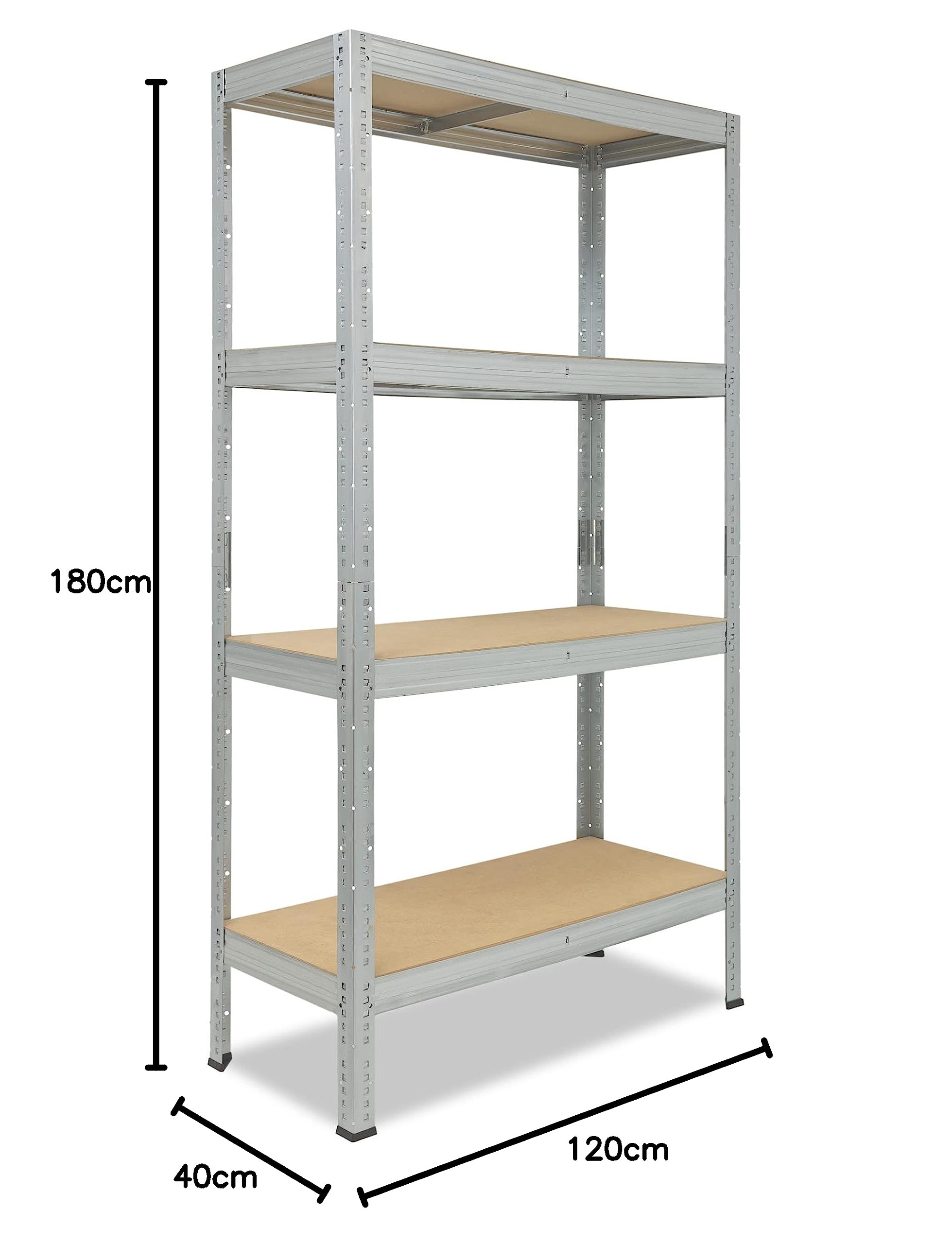 shelfplaza Pro 180x120x40cm Schwerlastregal verzinkt mit 4 Böden x 200kg | Kellerregal · Lagerregal · Metallregal · Regale für Kellerraum · Steckregal · Abstellraum Regal
