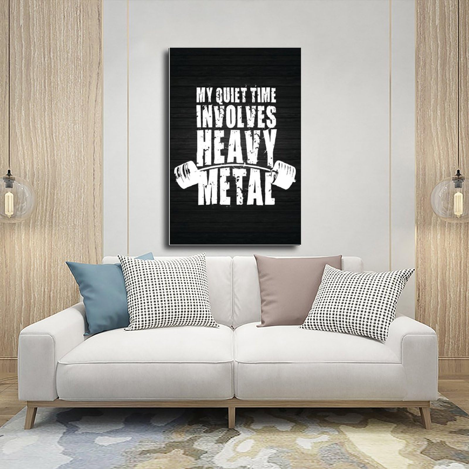 Poster motivazionale con scritta "Quiet Time and Heavy Metal", per sollevamento pesi, per casa, palestra e allenamento, stampa decorativa, 60 x 90 cm