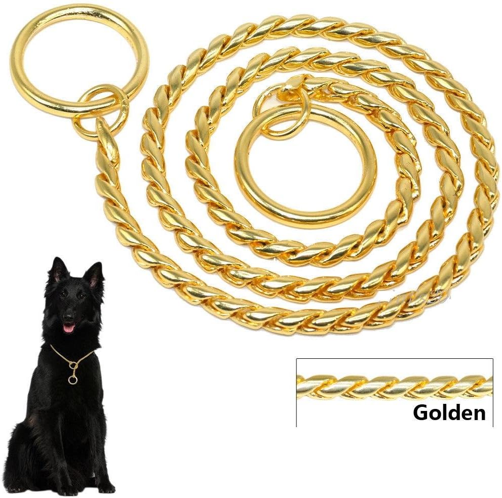 Golden L Pet Dog Snake P Choke Chain Training Choke Collar Metal Collars for Puppy
