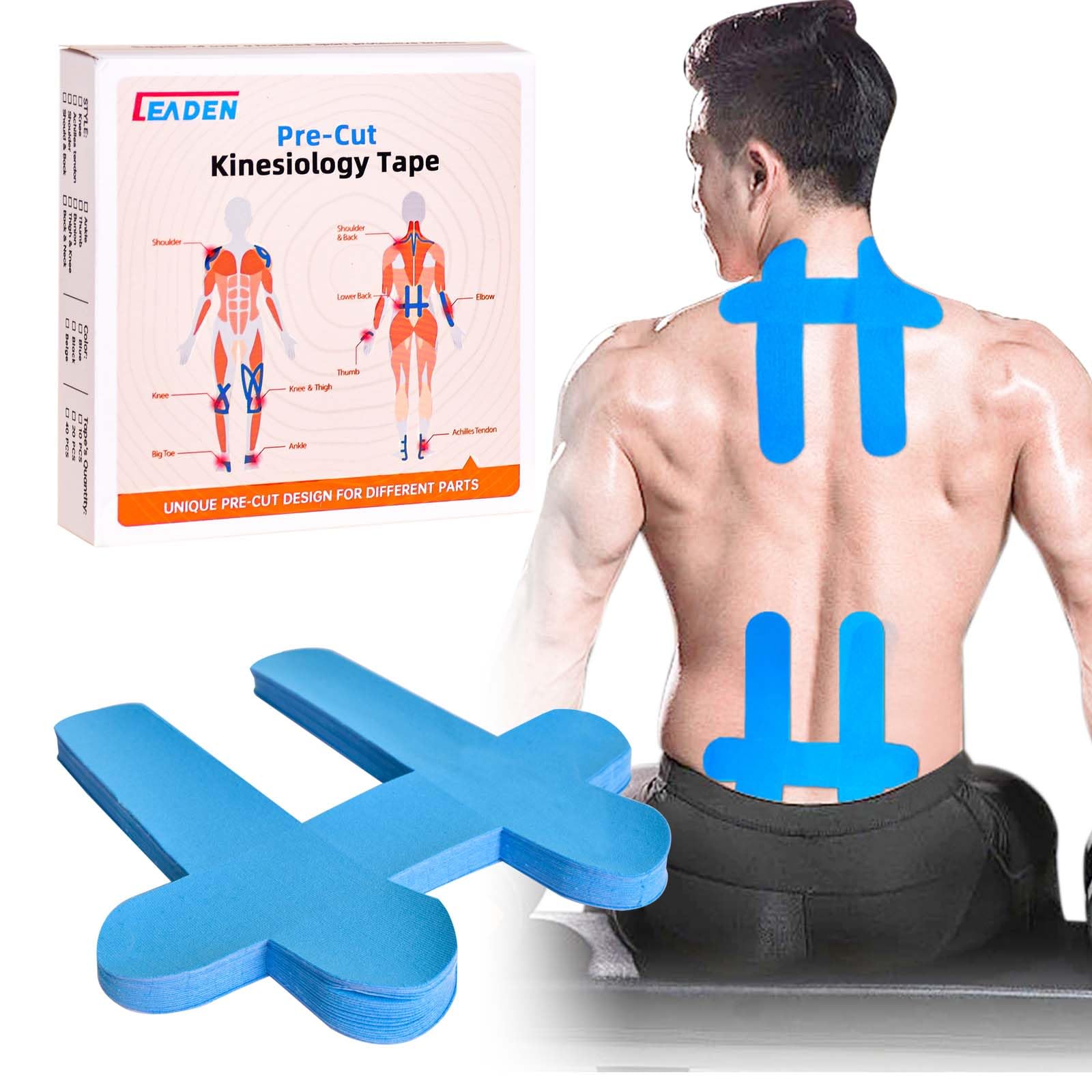 IEADEN テーピングテープ キネシオテープ クリスマス プレゼント テーピング 伸縮 キネシオロジーテープ 腰や首の筋肉・関節をサポート テープ撥水 ヘビーリフティング、バスケットボール、バレーボール、マラソンなどのアウトドアスポーツに最適です キネシオ テープ ブルー 10枚入