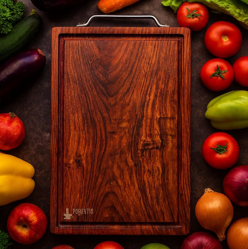 Image of Single Block Rosewood Chopping Board,Processed and Seasoned with Food Grade Mineral Oils,| Wooden Cutting Board for Kitchen(15x10 Inches) (Rosewood)