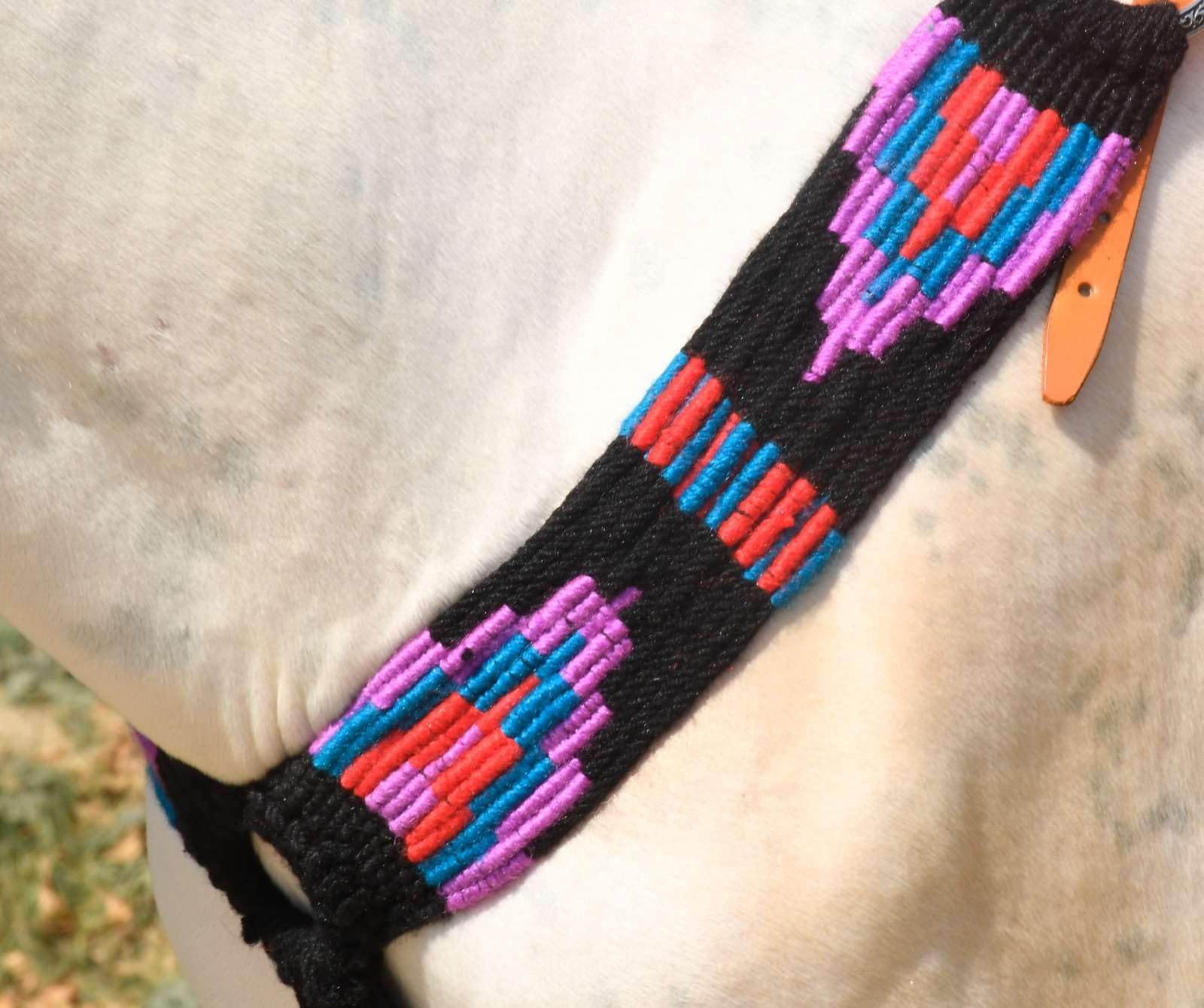 Cheval's International Collar de pecho de lana hecho a mano con mohair occidental para accesorios de equitación (Multicolor_Full_Design4)