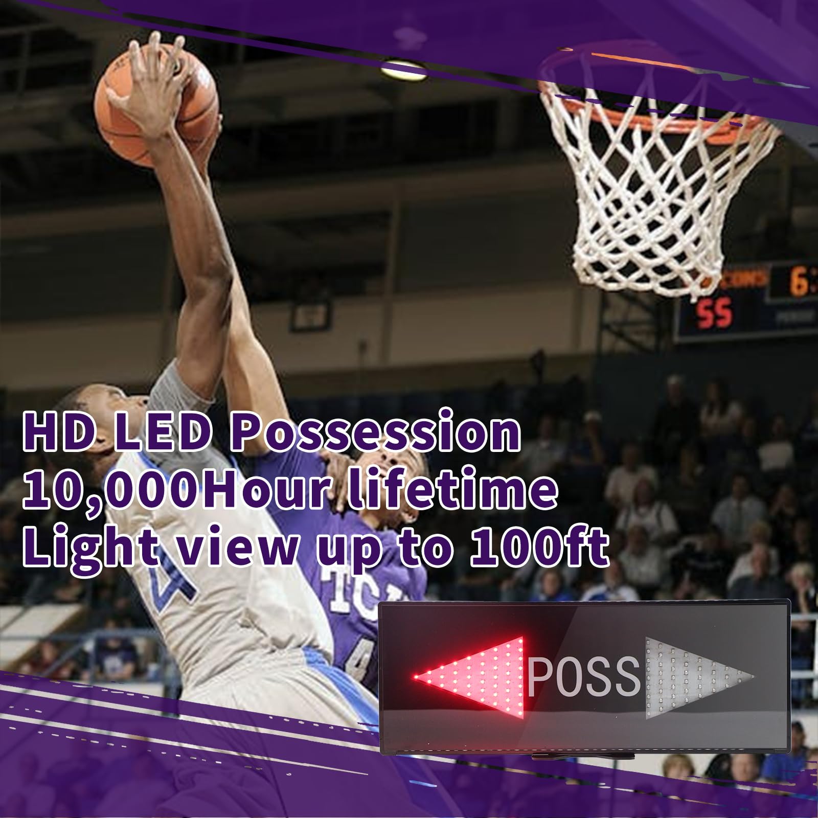 GAN XIN LED Basketball Possession Indicator Arrow Toggle Switch Operation for Basketball League Practice or Sport Team Training