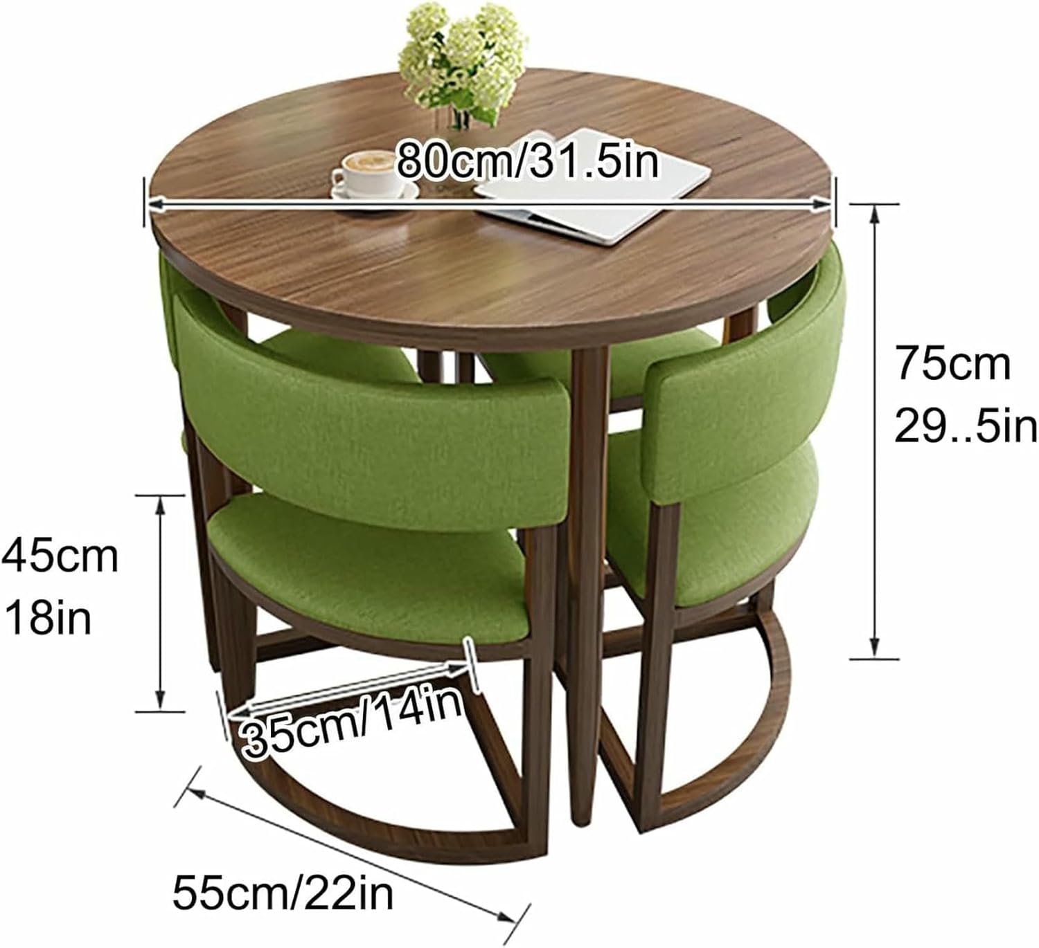 Office Reception Room Club Table, Small Coffee Table and Chair Set for 4, Space-Saving Conference Table, for Lounge, Living Room, Kitchen