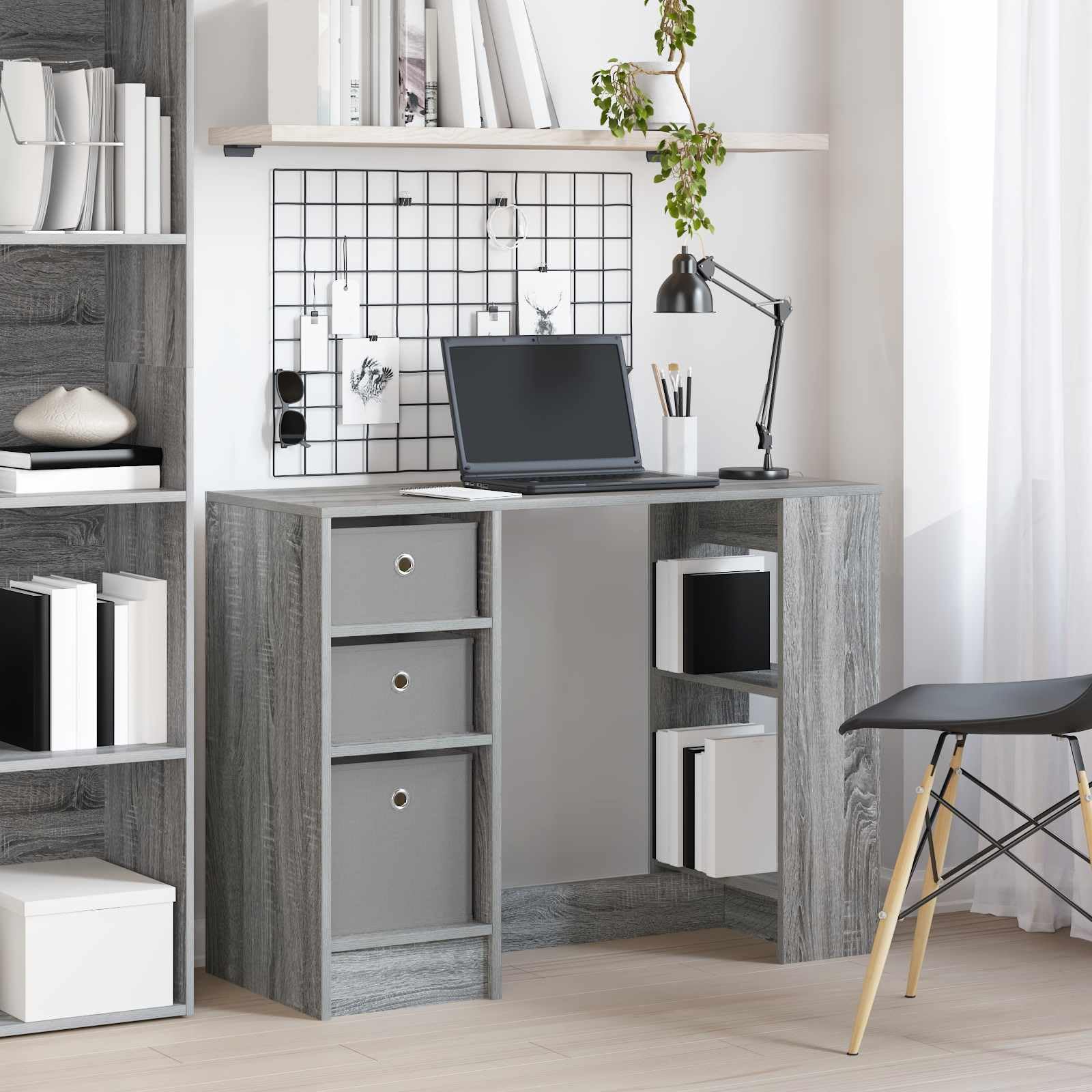 Scrivania grigio Sonoma 100x40x75 cm Legno lavorato con cassetti