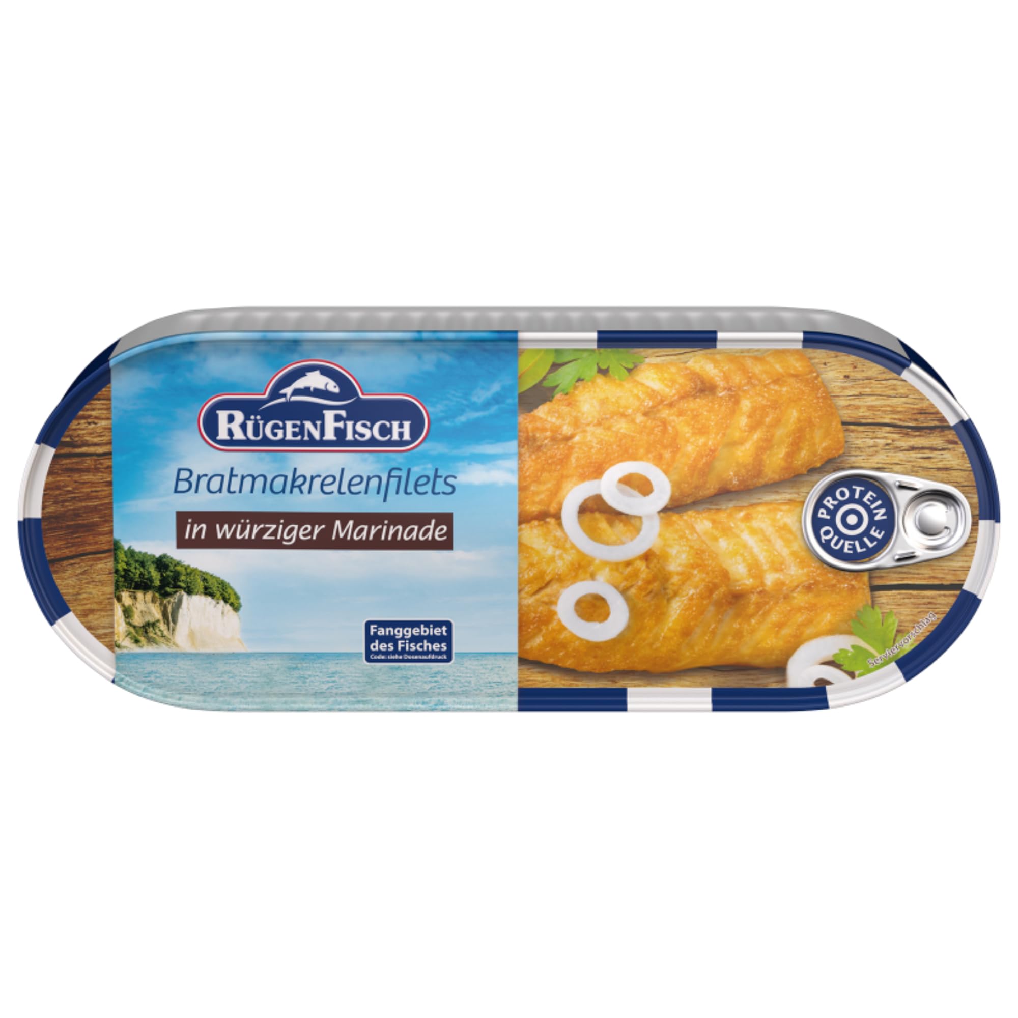 RügenFisch 12x Bratmakrelenfilets in Marinade 500 g – 6 kg | Gebratene Makrelenfilets, würzig mariniert – proteinreich, sofort servierbereit, inkl. Kochbuch & Geschenkkarte