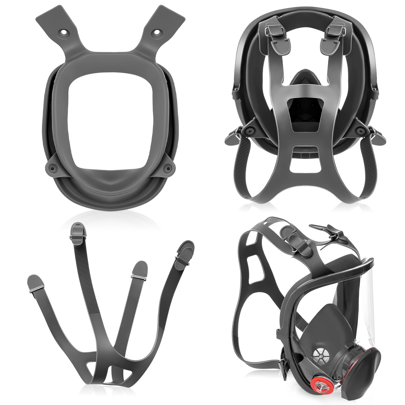 2 pezzi compatibili con anello in gomma serie 6000 e cinghia per imbracatura per la testa per facciali completi protezione respiratoria copertura parte di ricambio