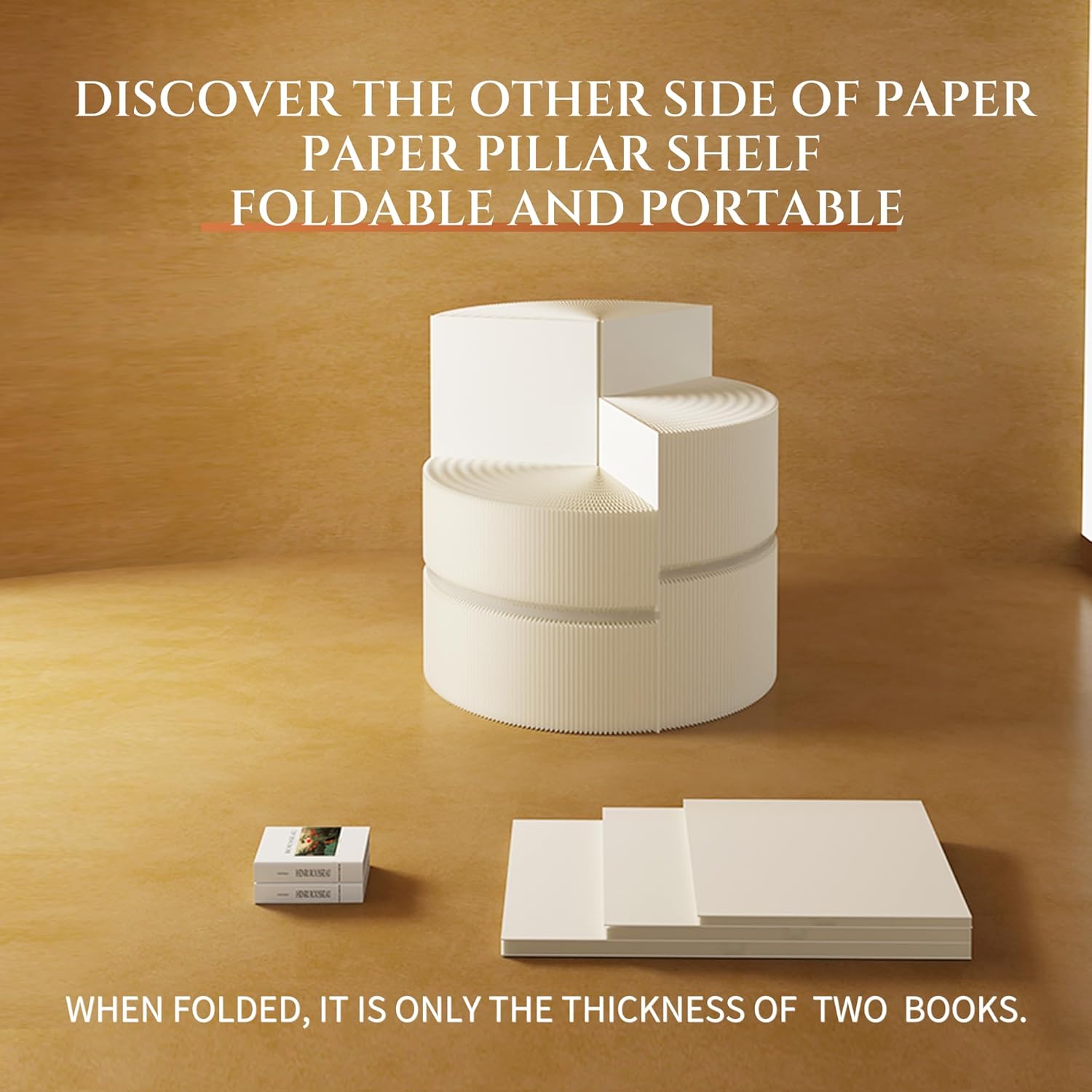 Modern Tiered Display Stand, White Accordion Design, Decorative Storage Showcase for Retail, Home (H98xD60cm)