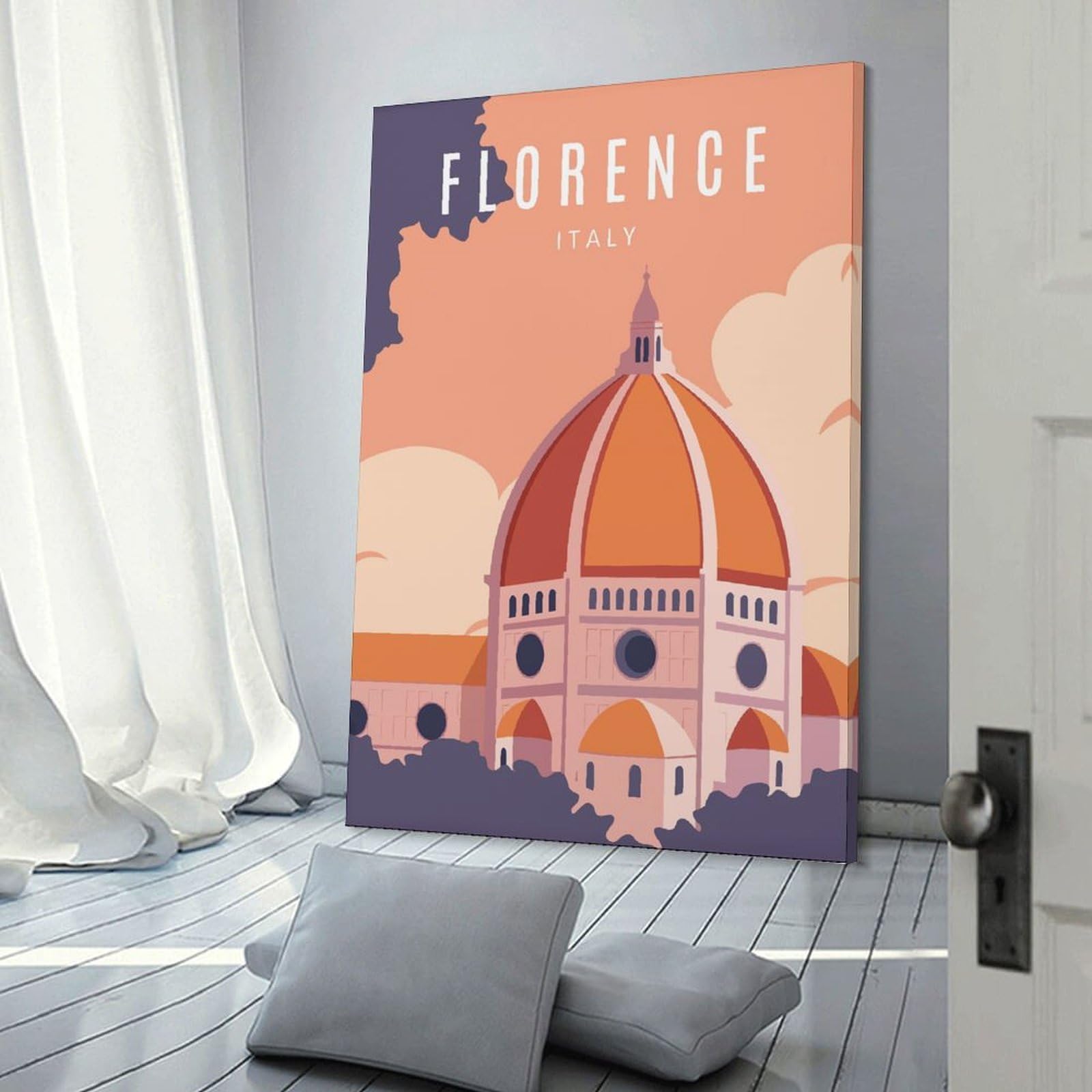 Junmoney Florence Italy Travel Canvas Wall Art, 20x30inch(50x75cm), for Bedroom, Guest Room Or Reading Nook, Decorative Wall Art for Cosy Rooms