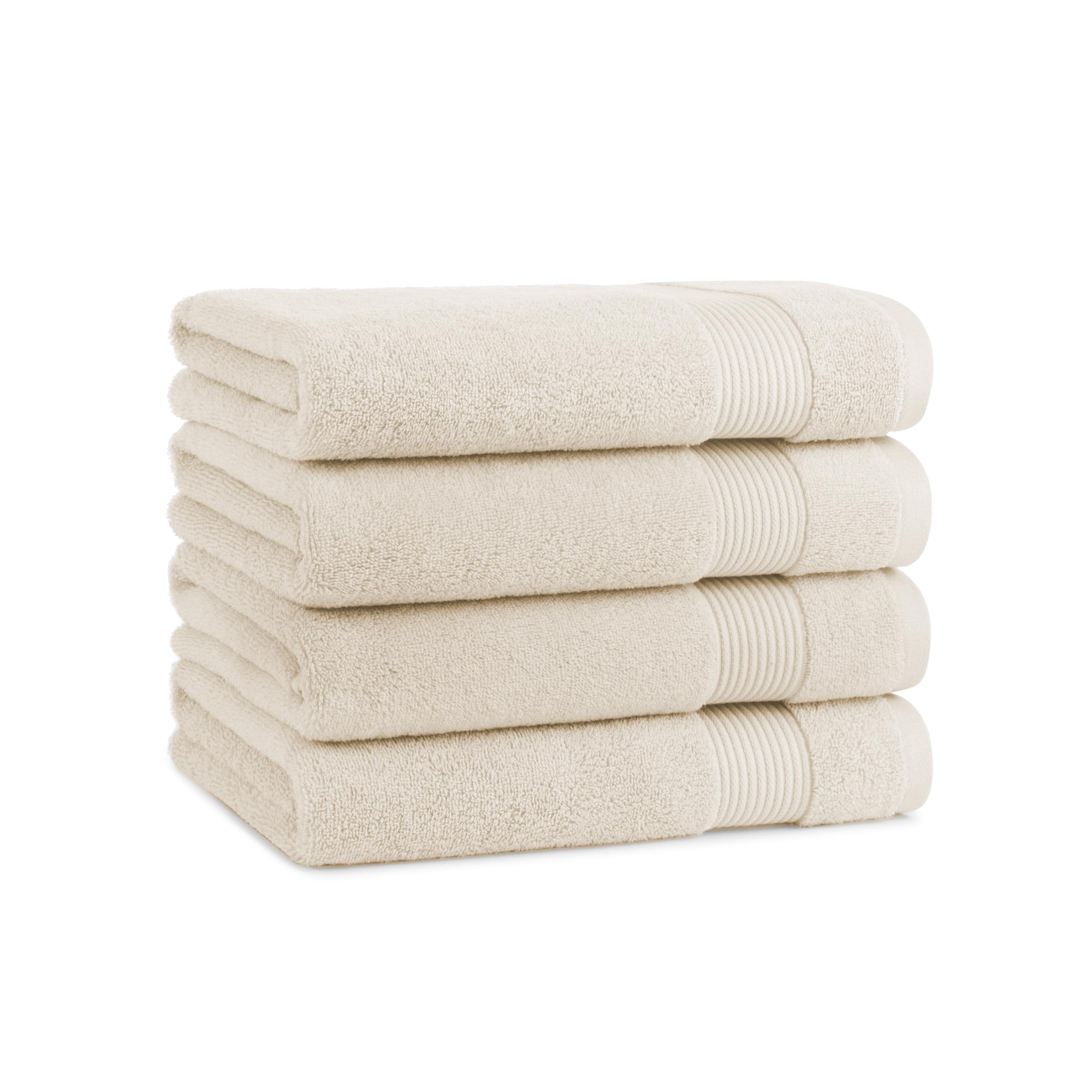 Arkwright Solid Bath Towels Pack of 4 100 Cotton 600 GSM Soft Absorbent Bathroom Towels for Hotel Spa